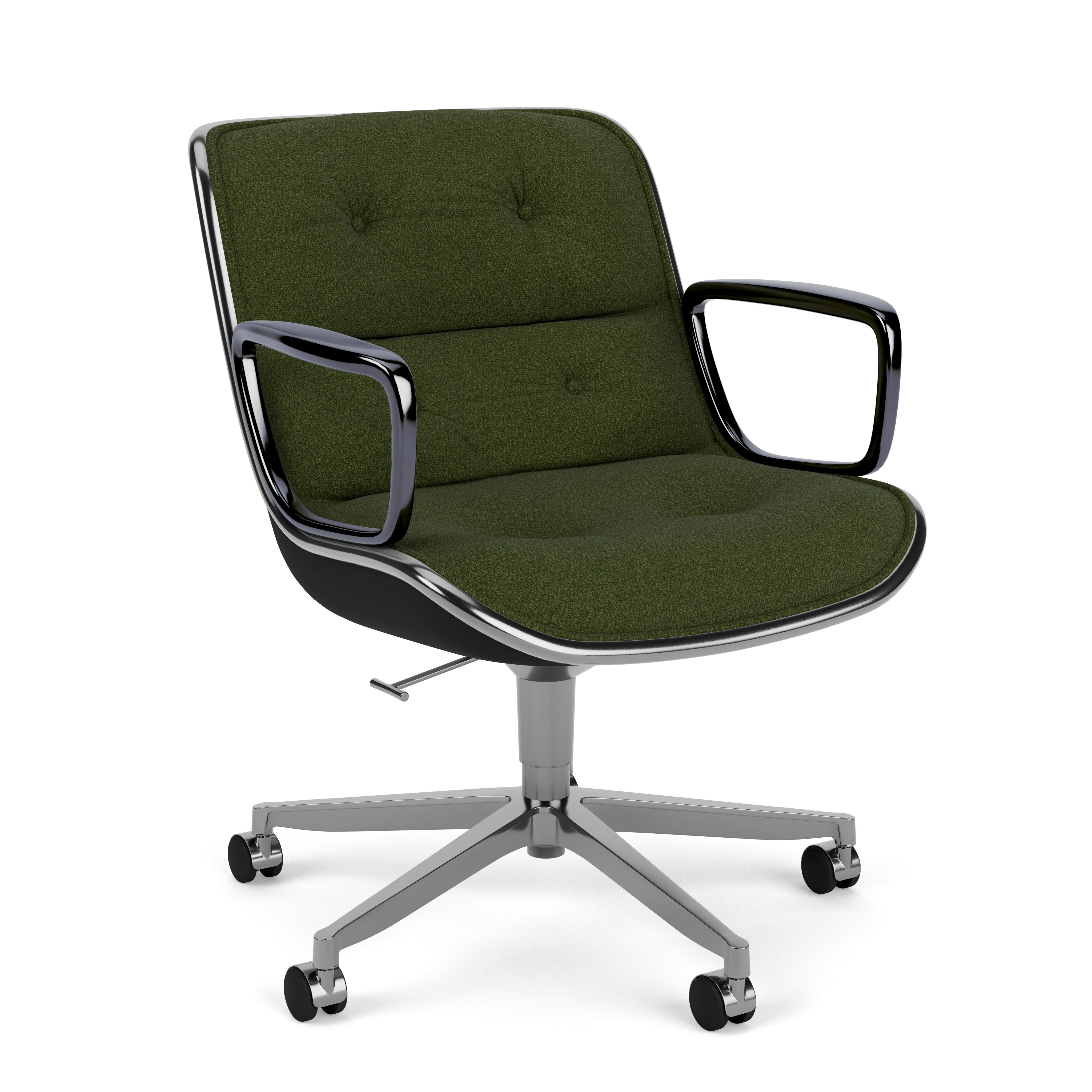 Pollock Executive Armchair - 5 Star, Polished Aluminum, Classic Boucle, Rover