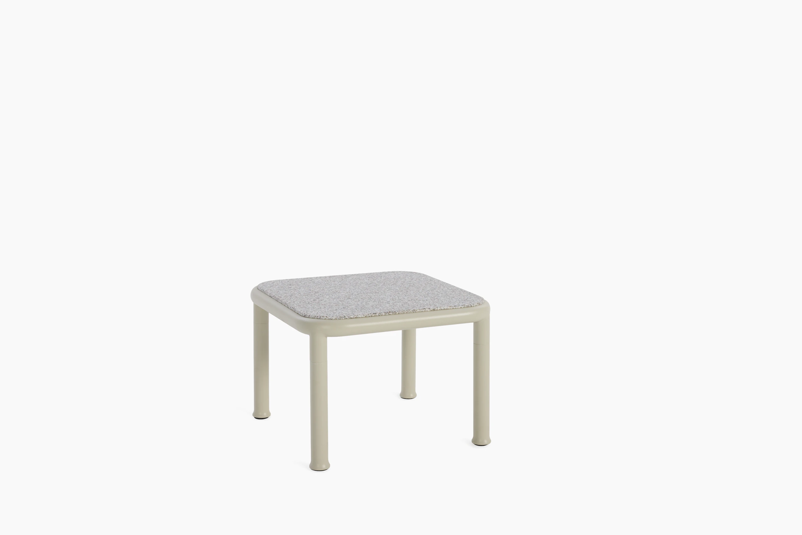 A Campus Outdoor Side Table in Pebble Grey viewed from an angle.