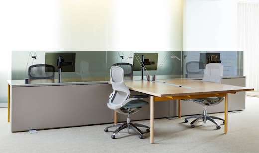 wood veneer workstation panel glass rotational cut ash