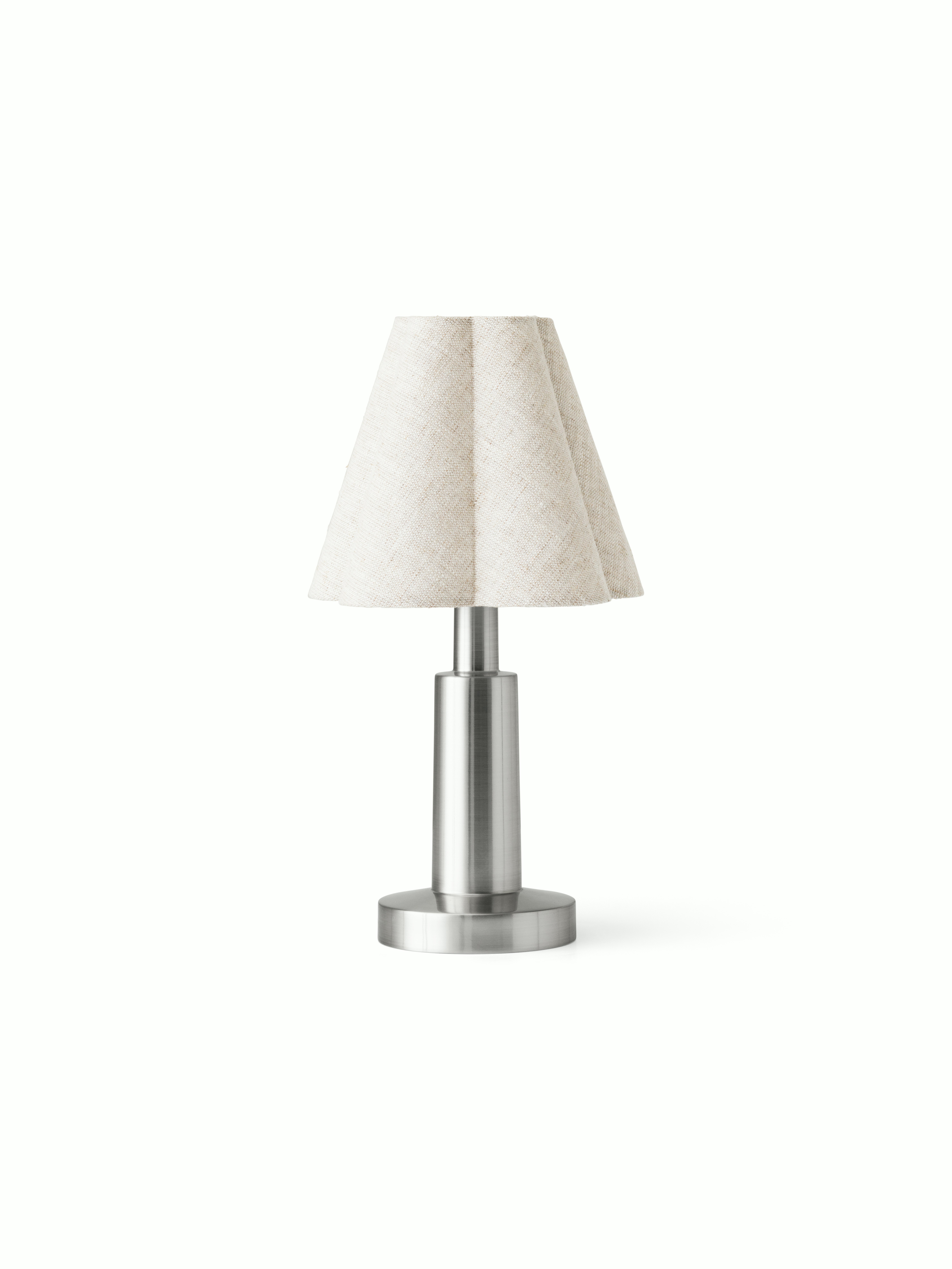 A Admiral Portable Lamp in Aluminum viewed from an front.