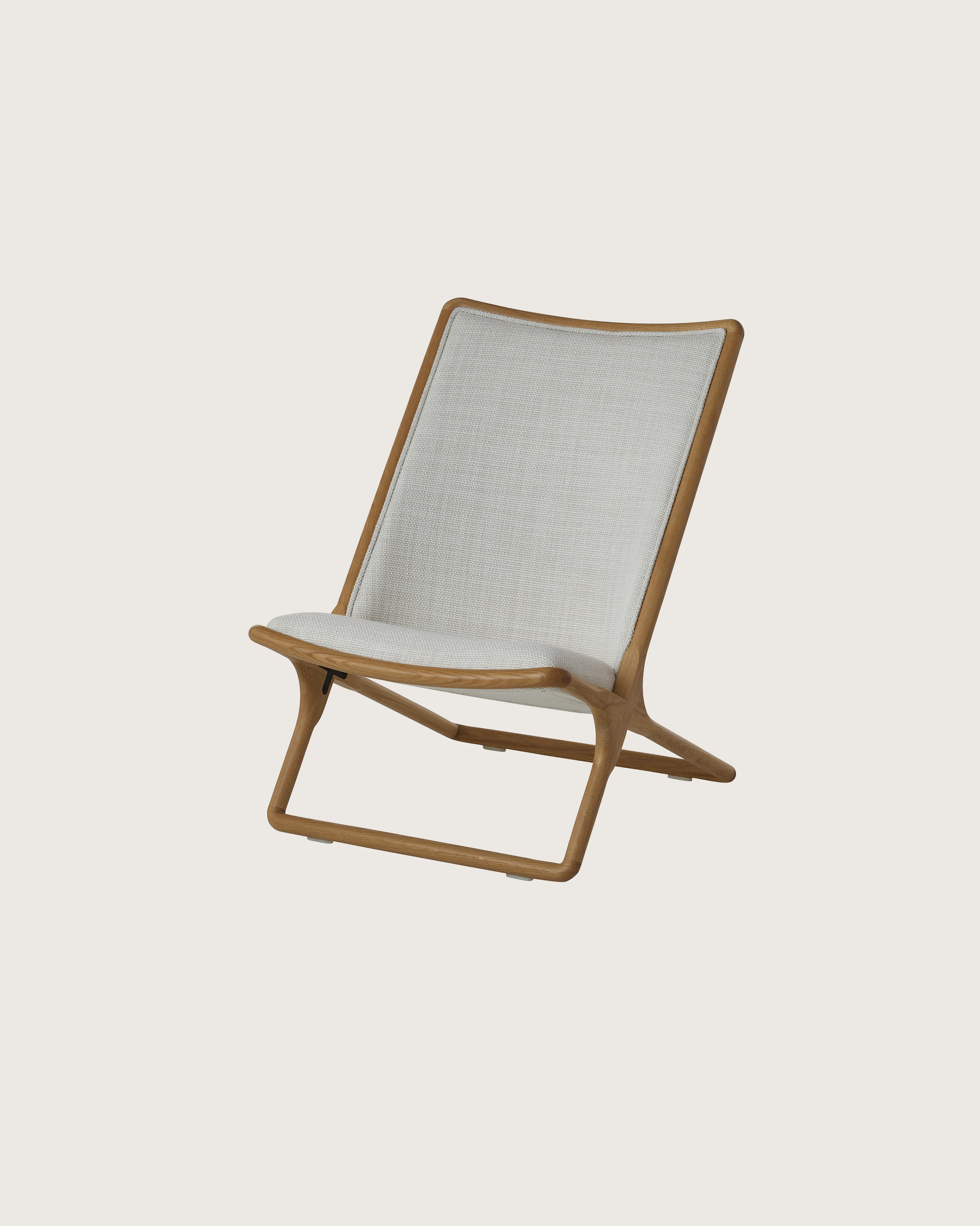 Scissor Chair by Ward Bennett for Geiger, angled front view on a white sweep.