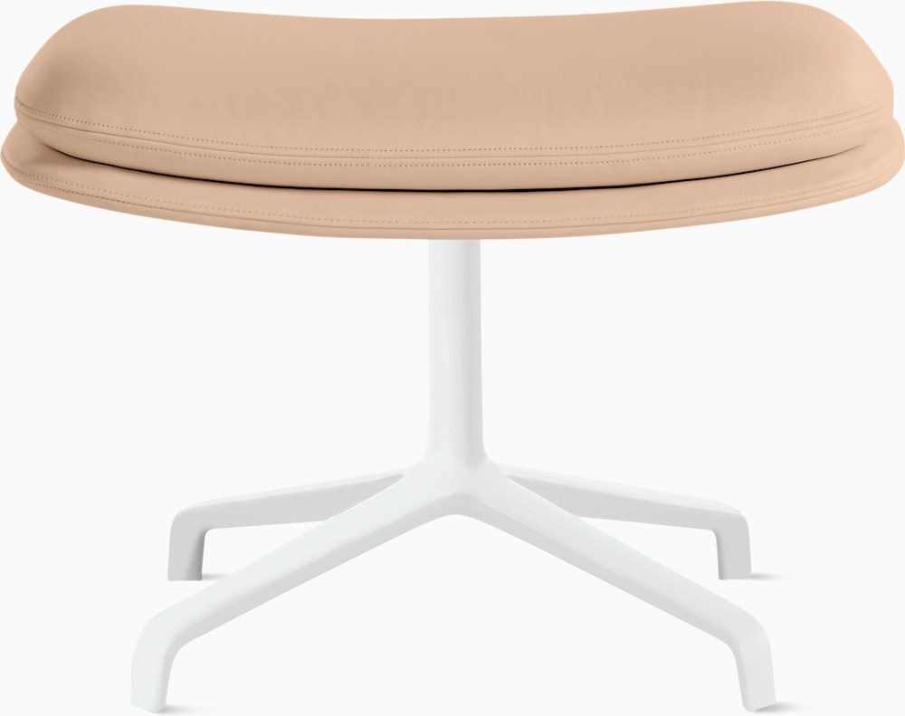 Striad Ottoman in 4-Star Base White Prone Leather,  Balsa