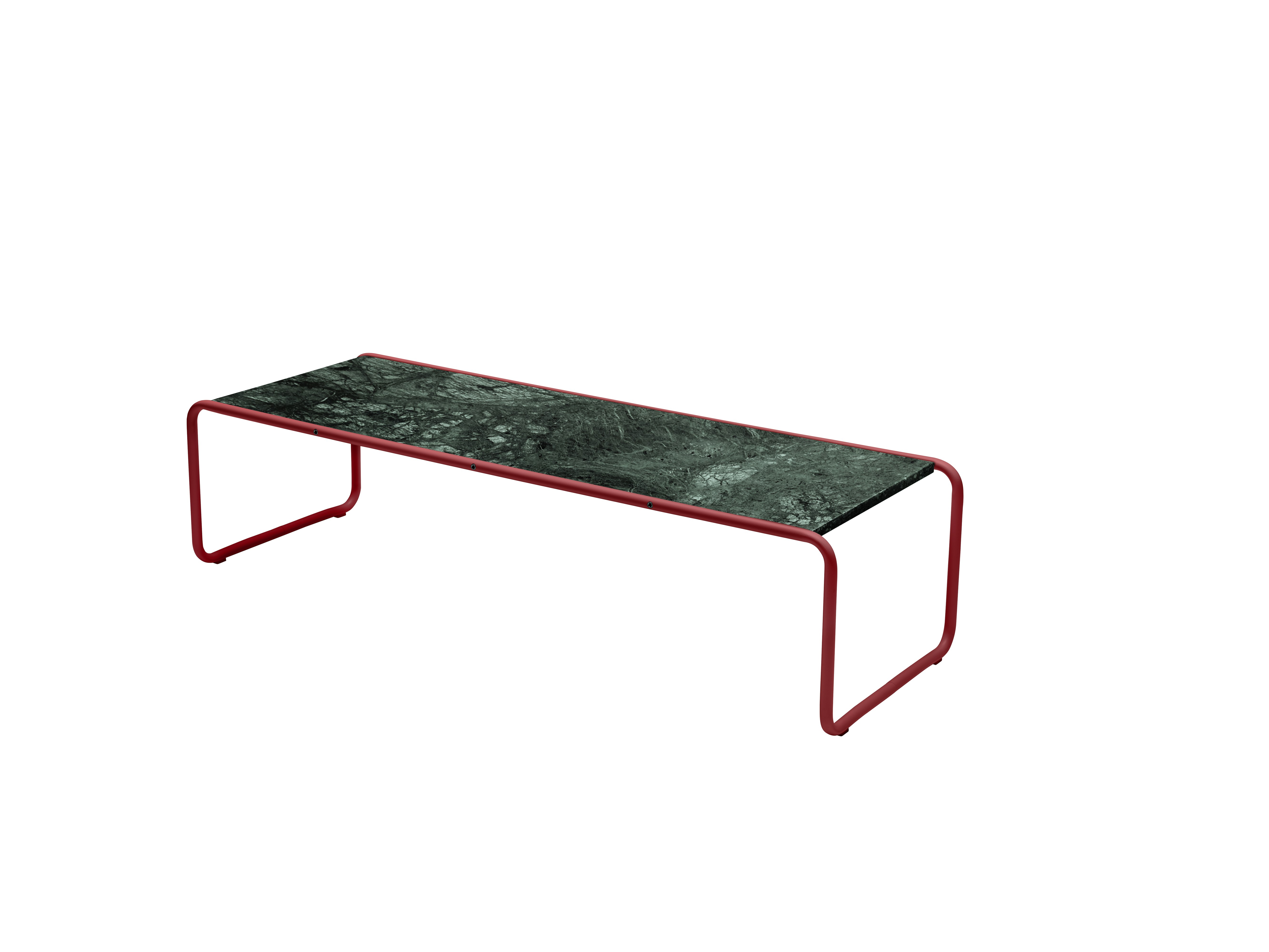 Laccio Table - Large,  Verde Alpi Marble,  Matte Dark Red