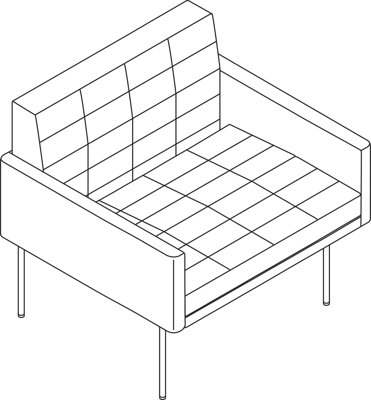 A line drawing - Tuxedo Component Club Chair | With Arms