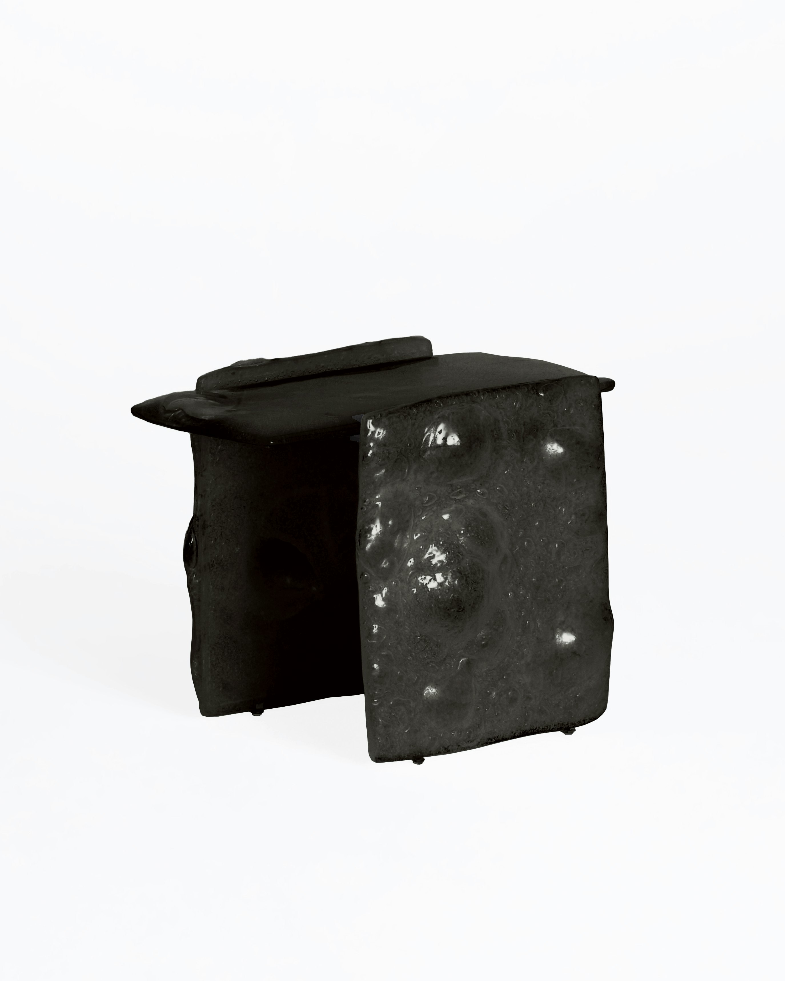 Opalia Side Table in Bronze Glass and Bronze viewed at an angle