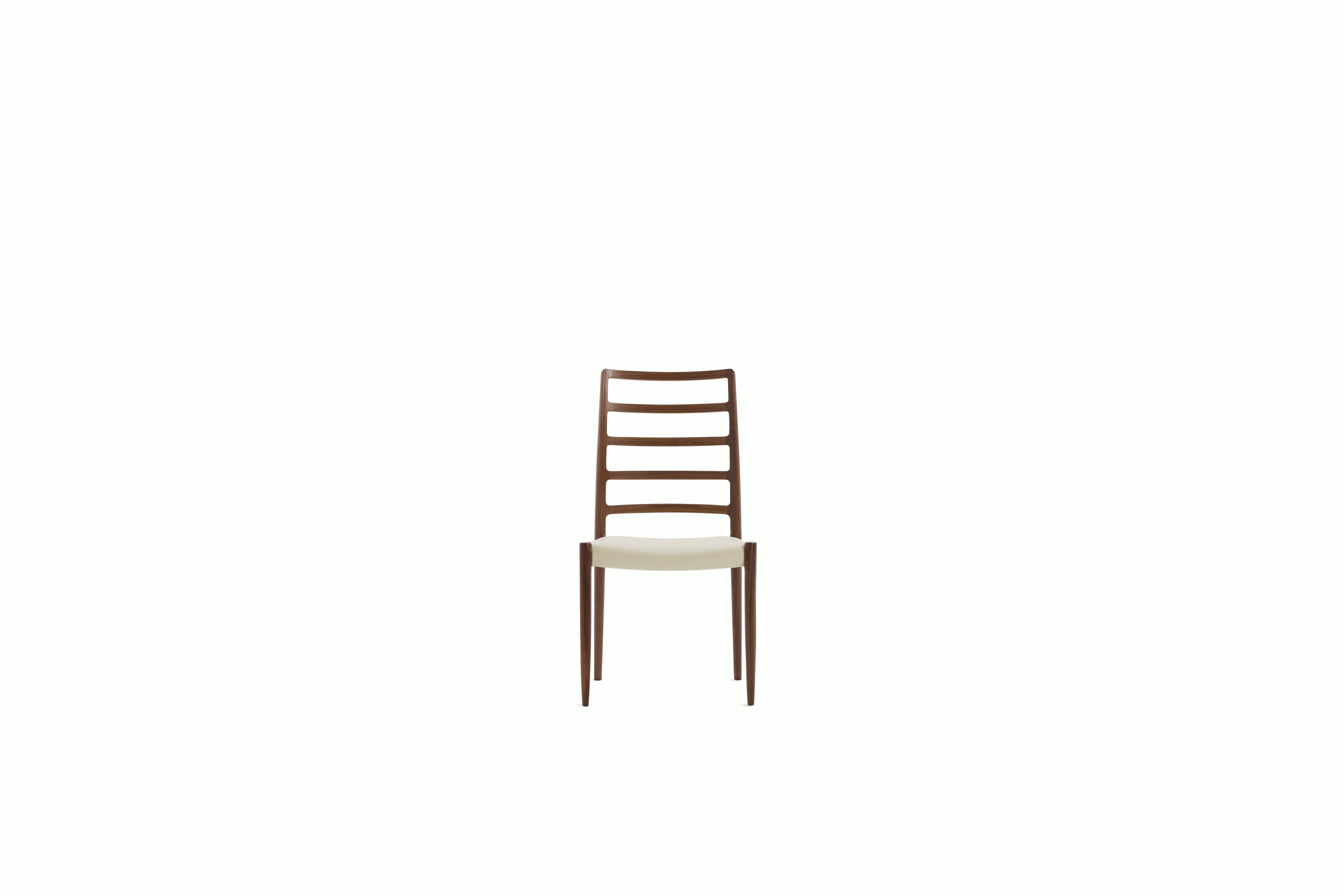 Moller 82 Side Chair - walnut,  ivory leather