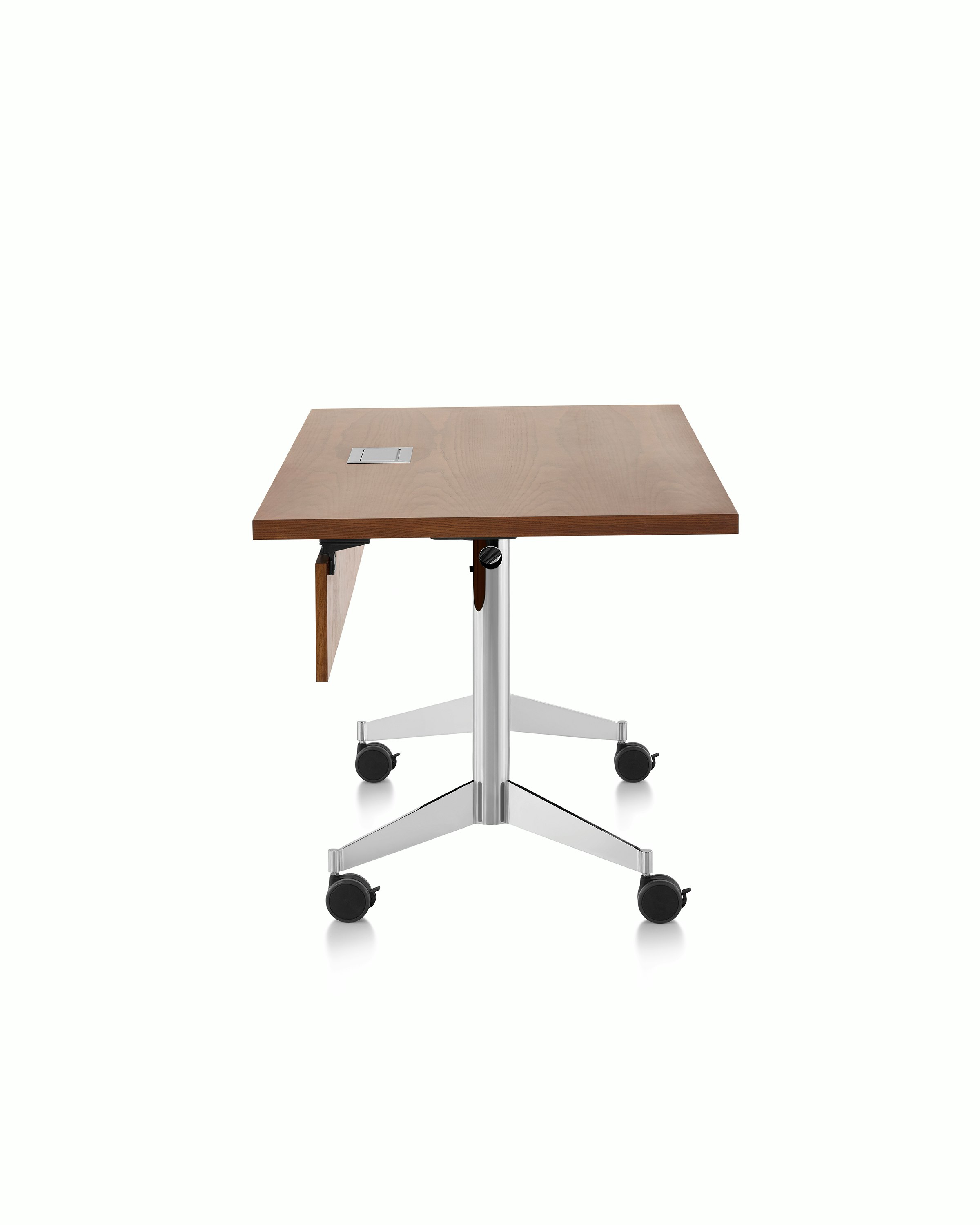 An MP Flex table In chocolate ash viewed from the side.