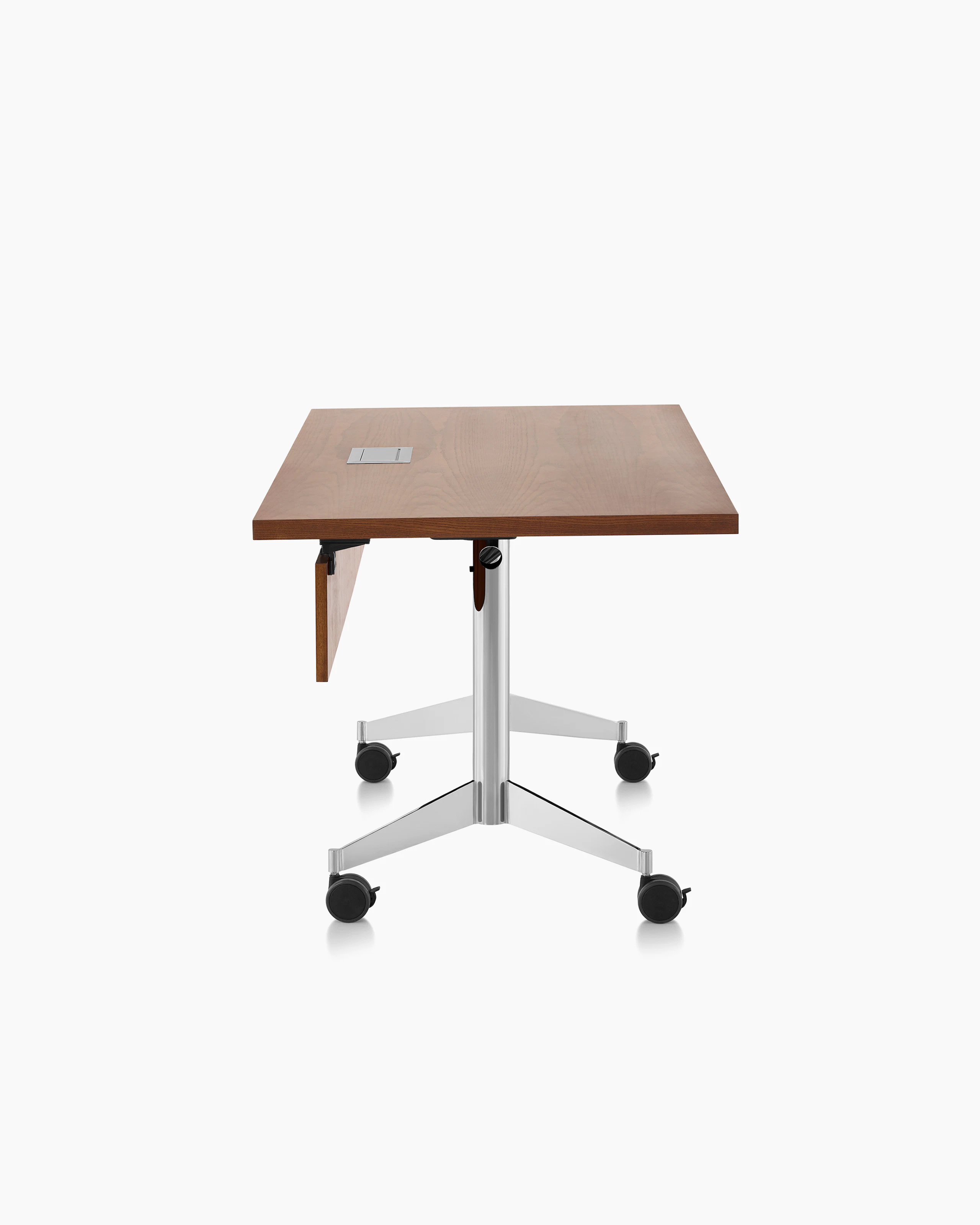 An MP Flex table In chocolate ash viewed from the side.