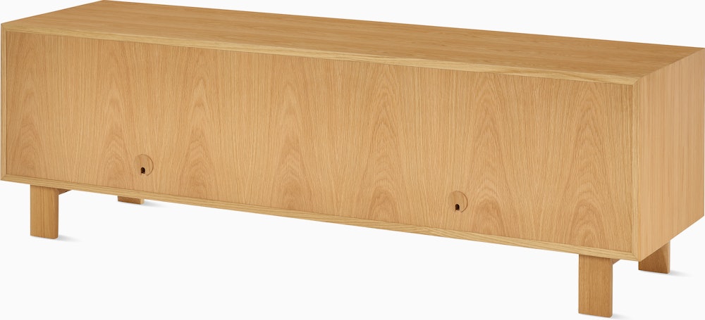 Nelson Basic Cabinet Series Media Unit in white oak, square legs, and pawn pull.