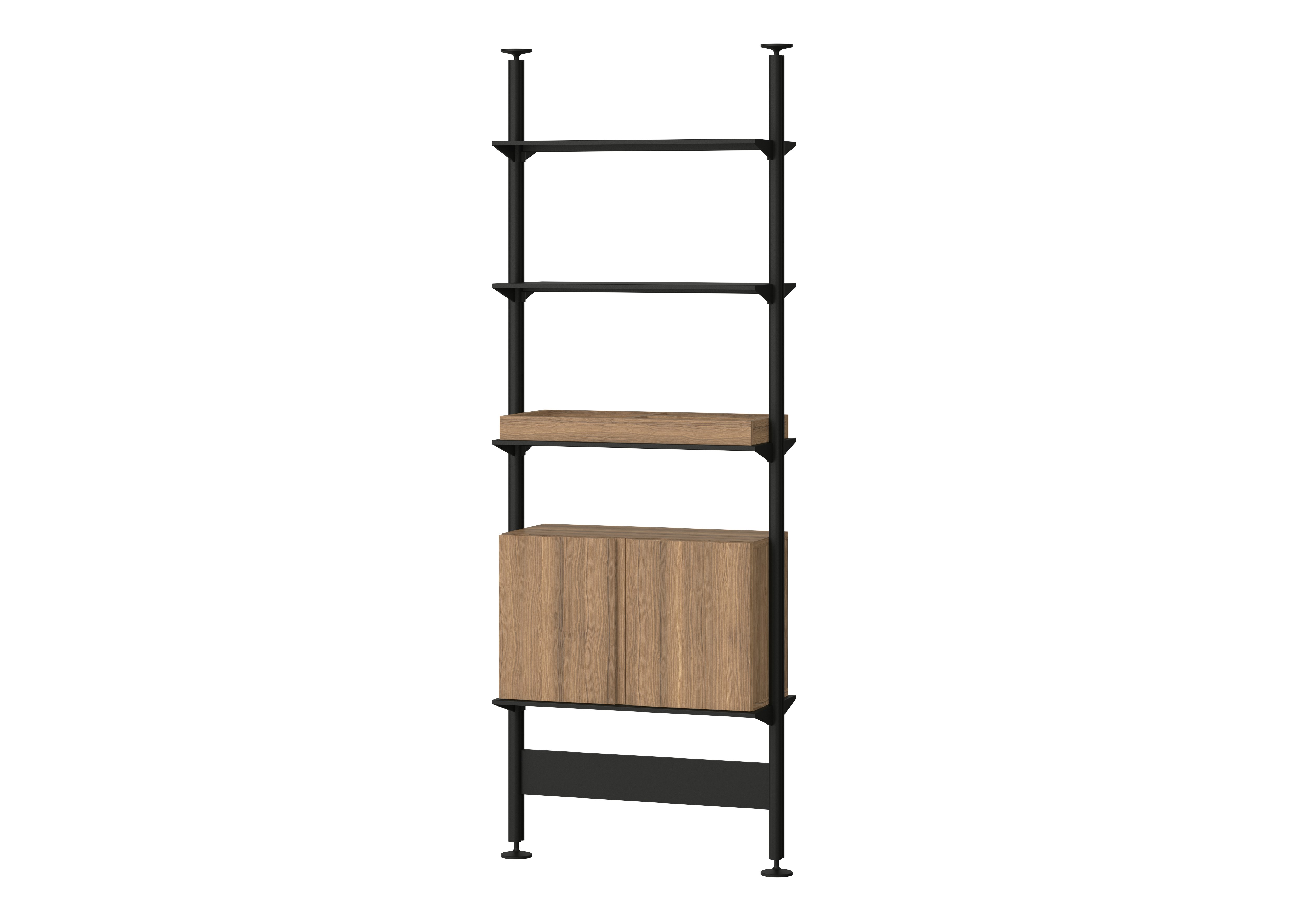 Pira Floor To Ceiling  - 1 Bay, 86.6" - 124"", Black / Walnut"