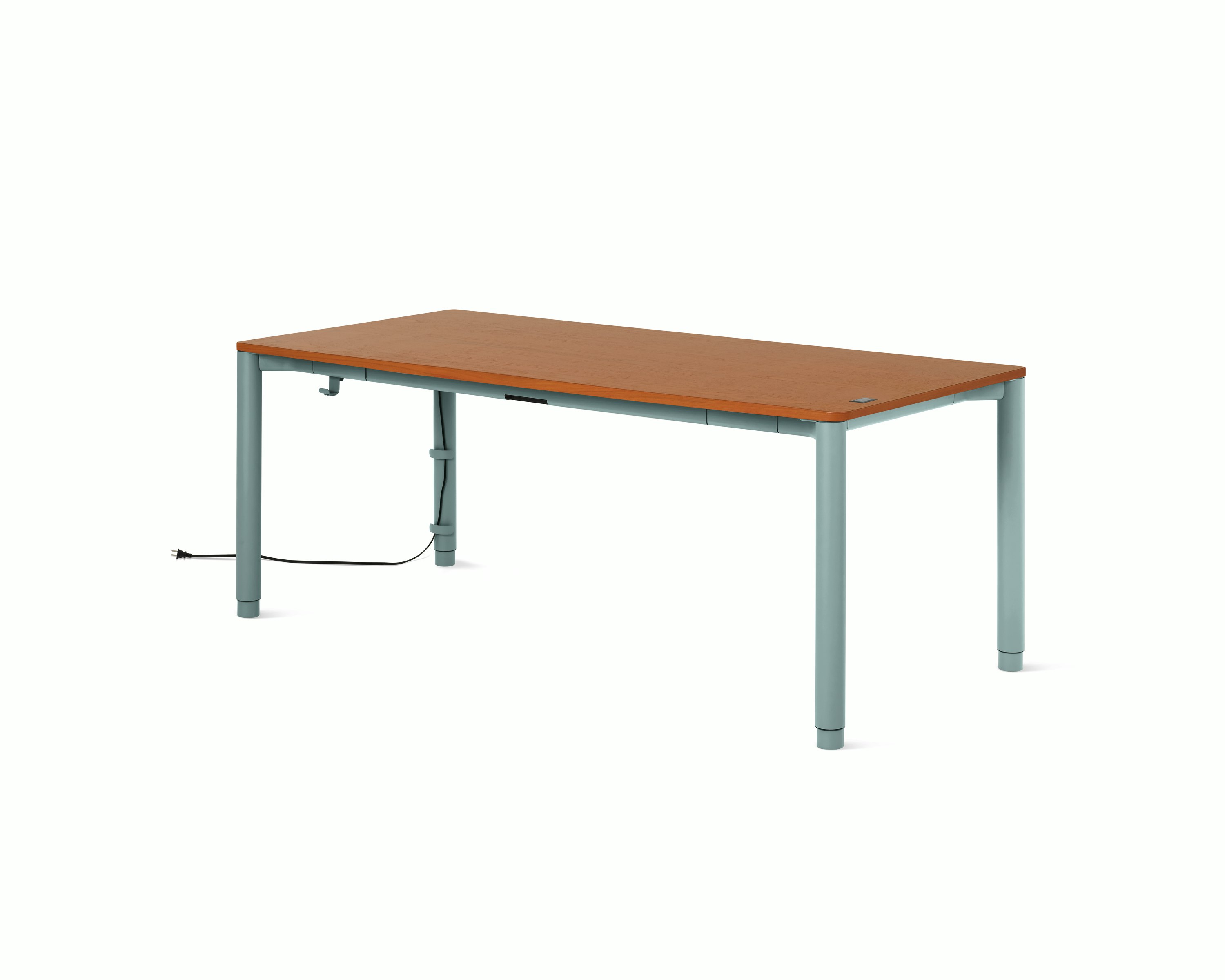 Spout S2S Table - 36" x 72"",  Veneer Walnut,  Glacier,  With Cable Tray,  With Storage Drawer,  Standard Height"
