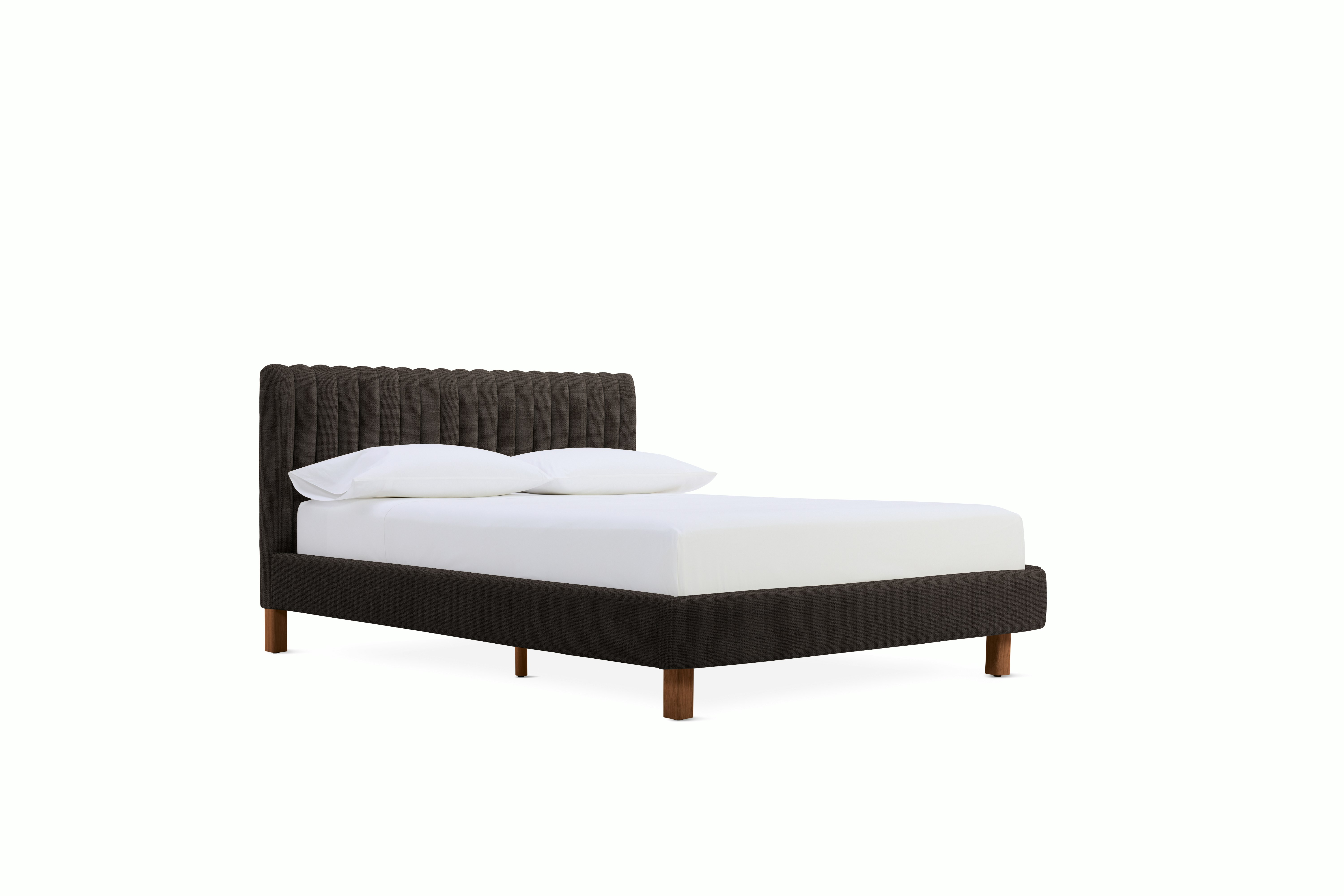 A Charlotte  Bed  in chocolate viewed from the angle.