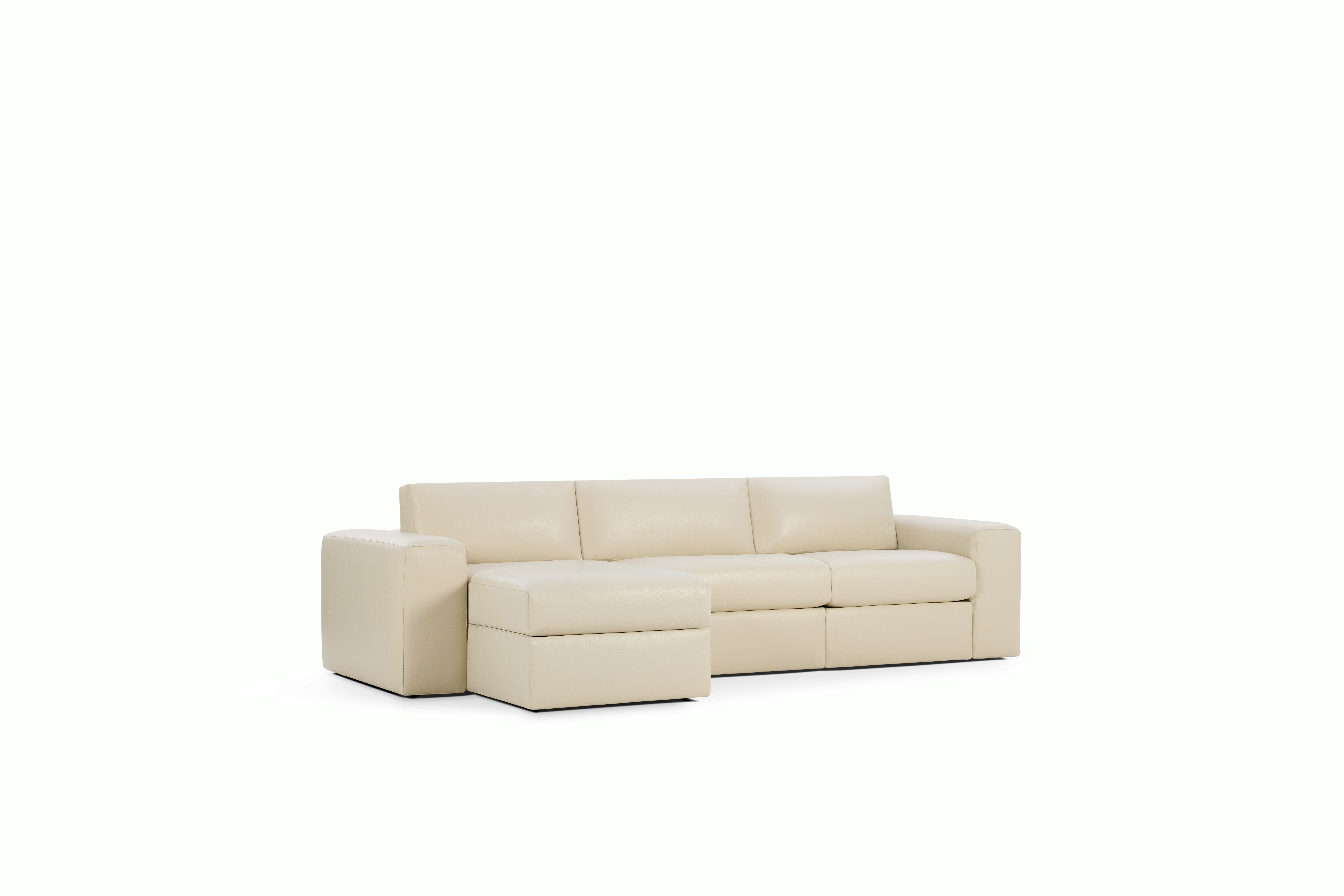 Irvin Sectional Chaise - Left, Raise Leather, Gesso