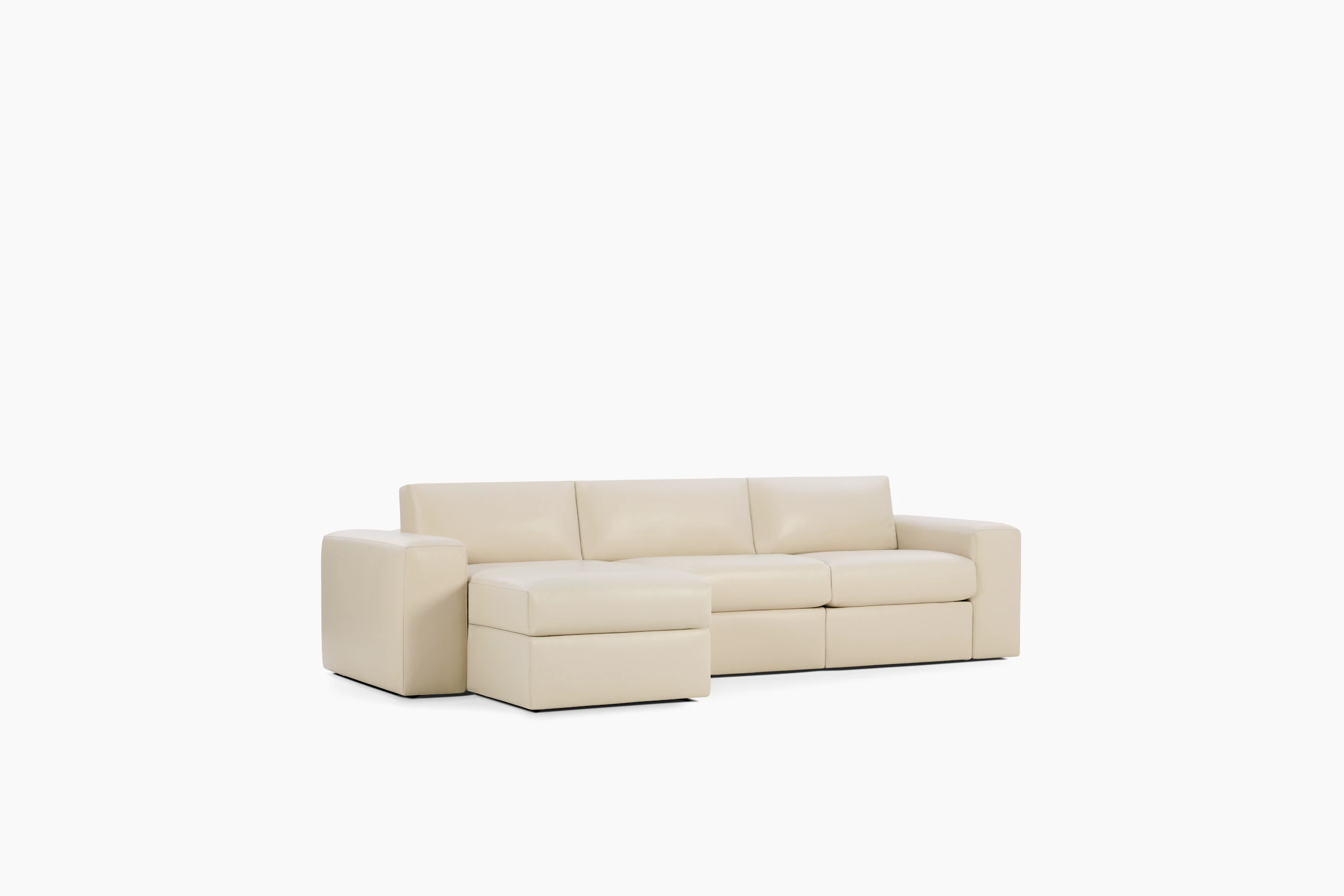Irvin Sectional Chaise - Left, Raise Leather, Gesso