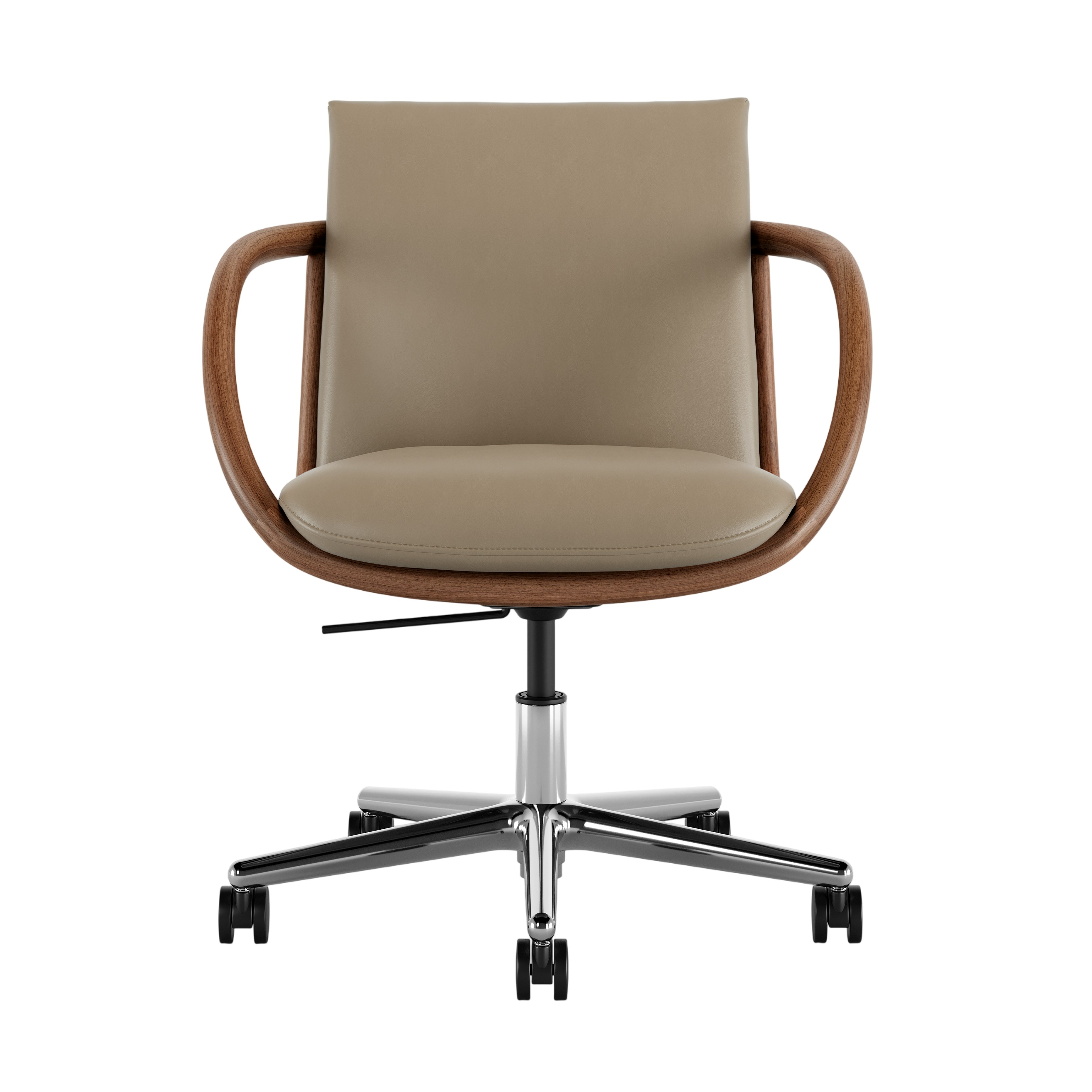 Full Loop Task Chair - Bristol Leather Ash Grey,  Walnut,  Polished Aluminum