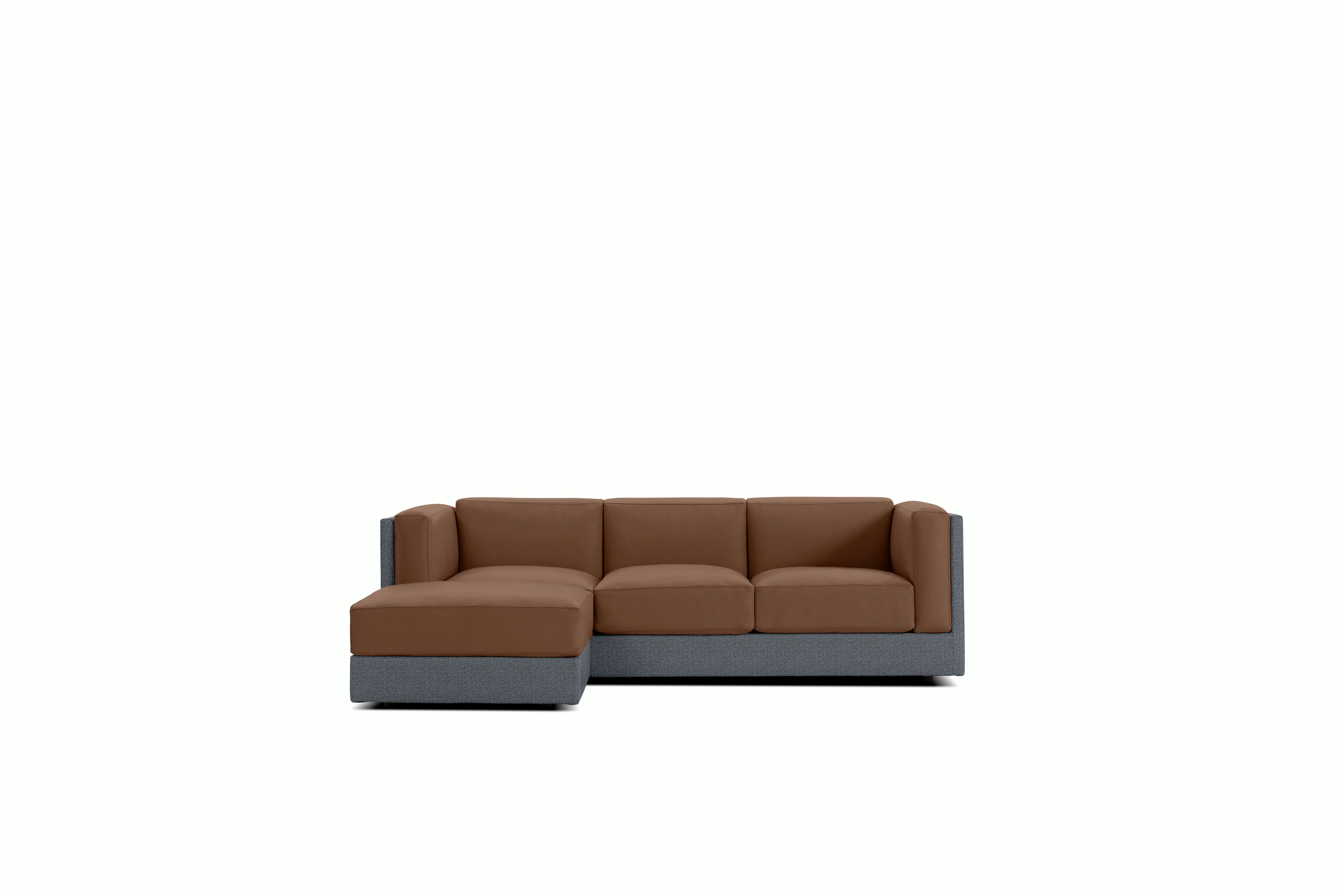 Symme Sectional Chaise - Fabric Frame,  Pebble Weave,  Pumice,  Prone Leather,  Ledge
