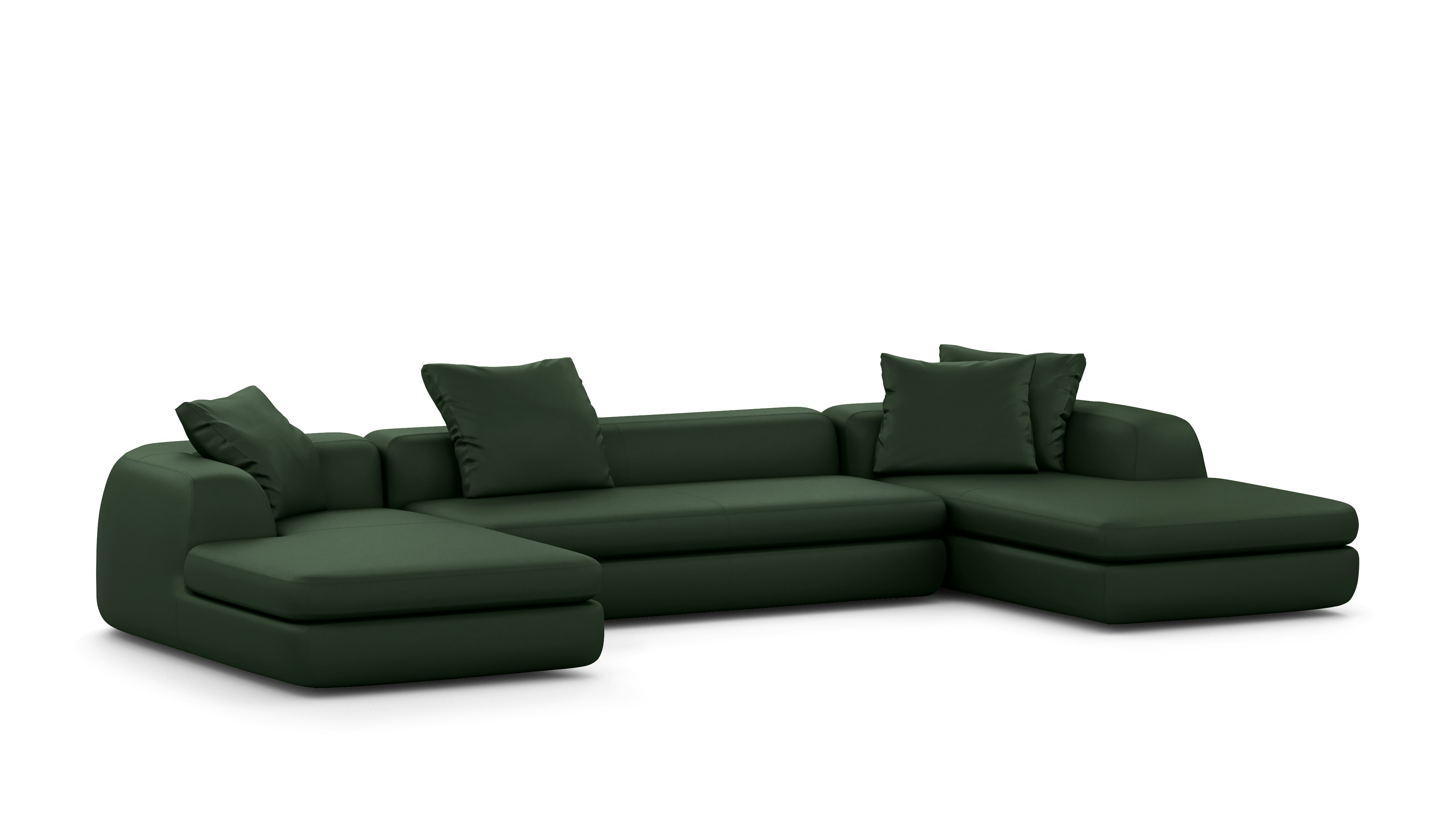 A Atlason Americano Double Chaise Sectional in vine Viewed from the front.