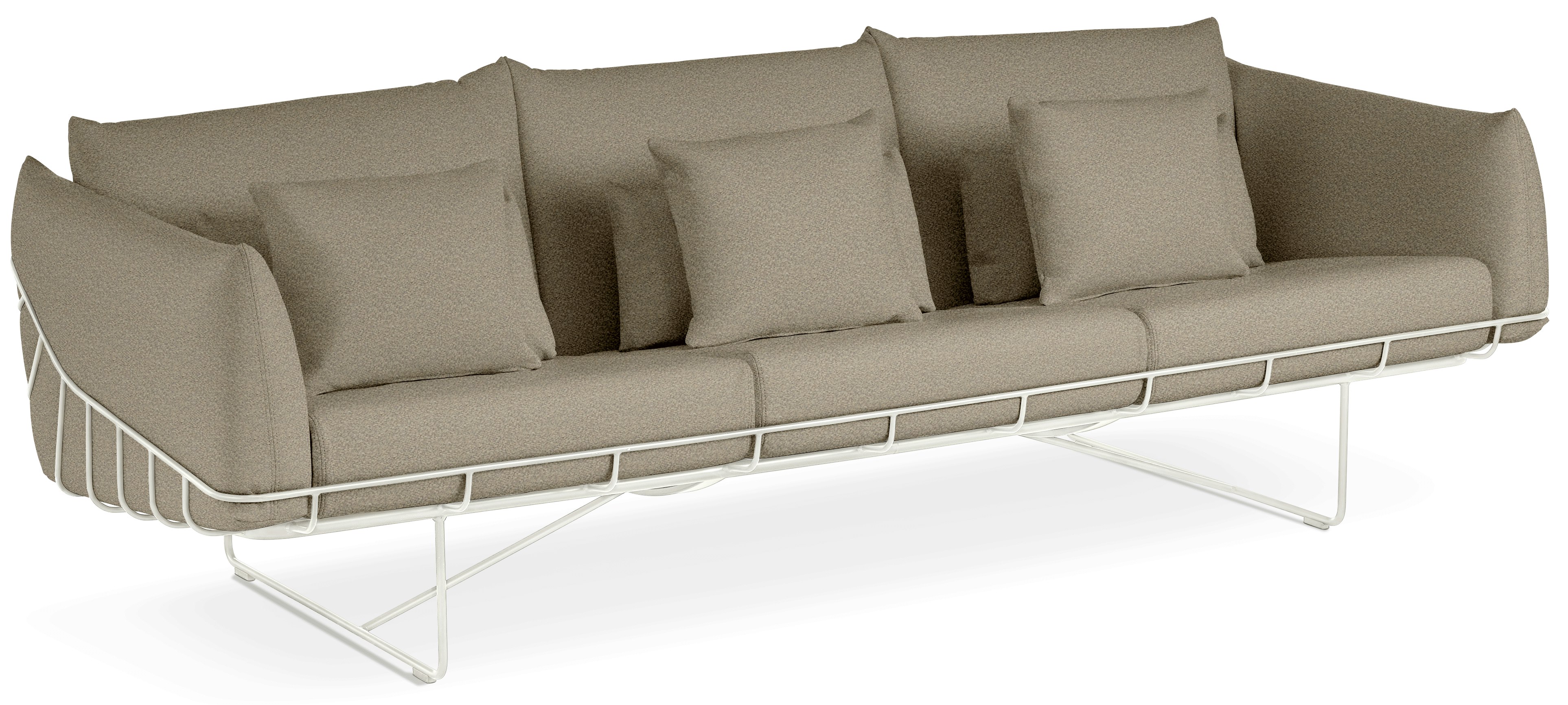 Wireframe Sofa -  3-Seat,  Whim,  Rye,  White