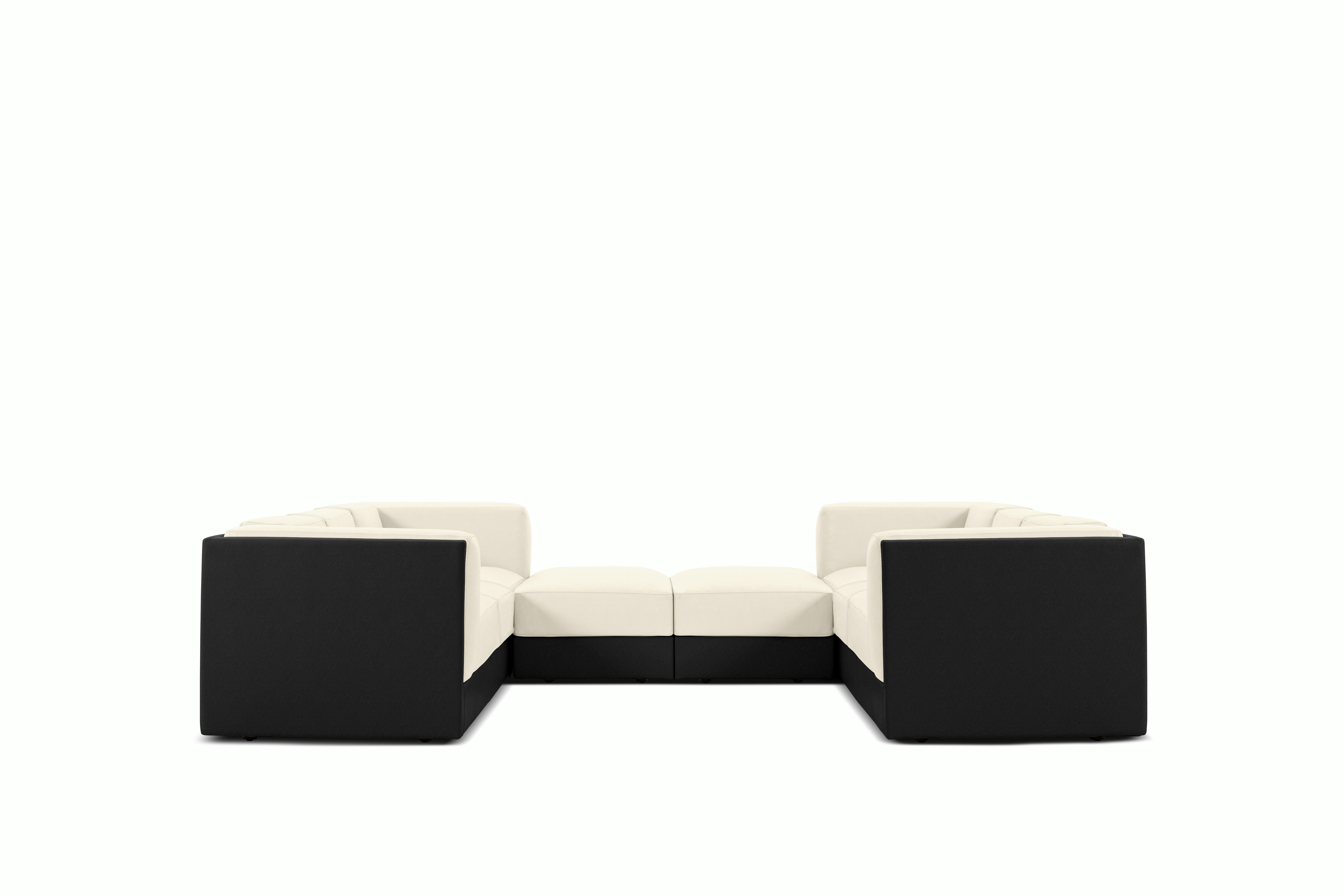 Symme U-Sectional - Leather Frame,  Prone Leather,  Obsidian,  Prone Leather,  Lotus