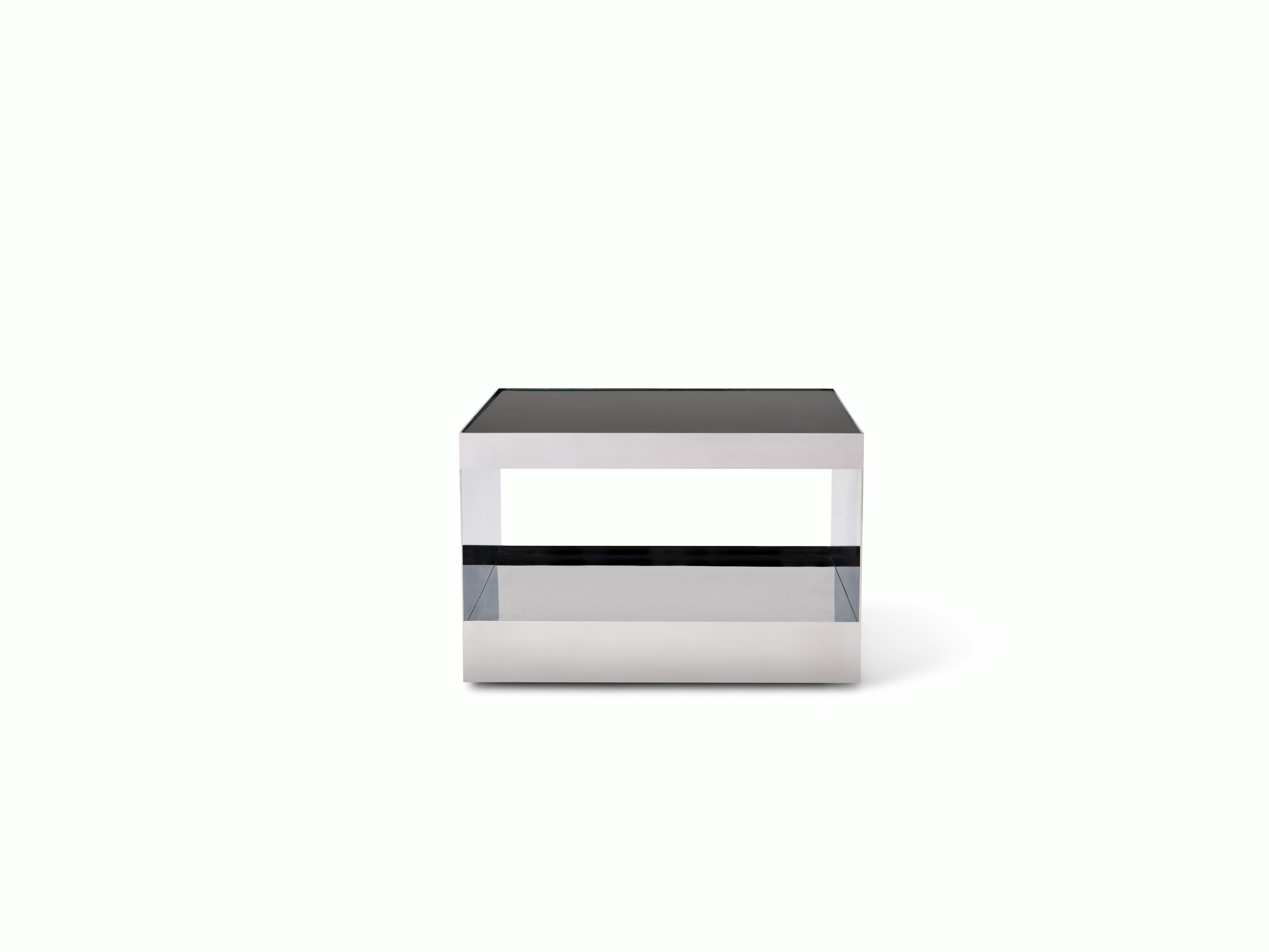 D Urso Occasional Tables - small,  stainless steel,  black painted glass