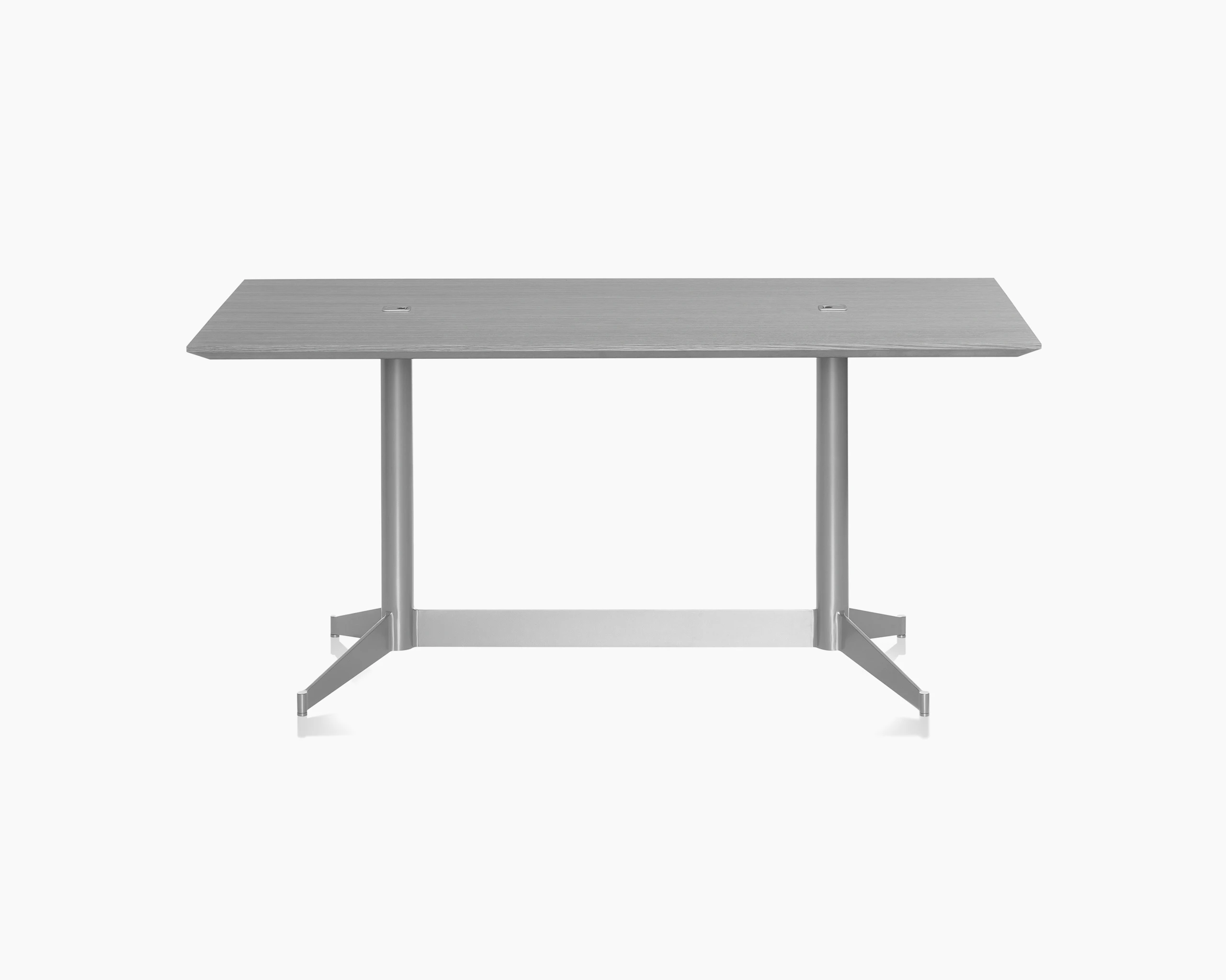 A rectangular MP Table with a gray top and base, viewed from the front.
