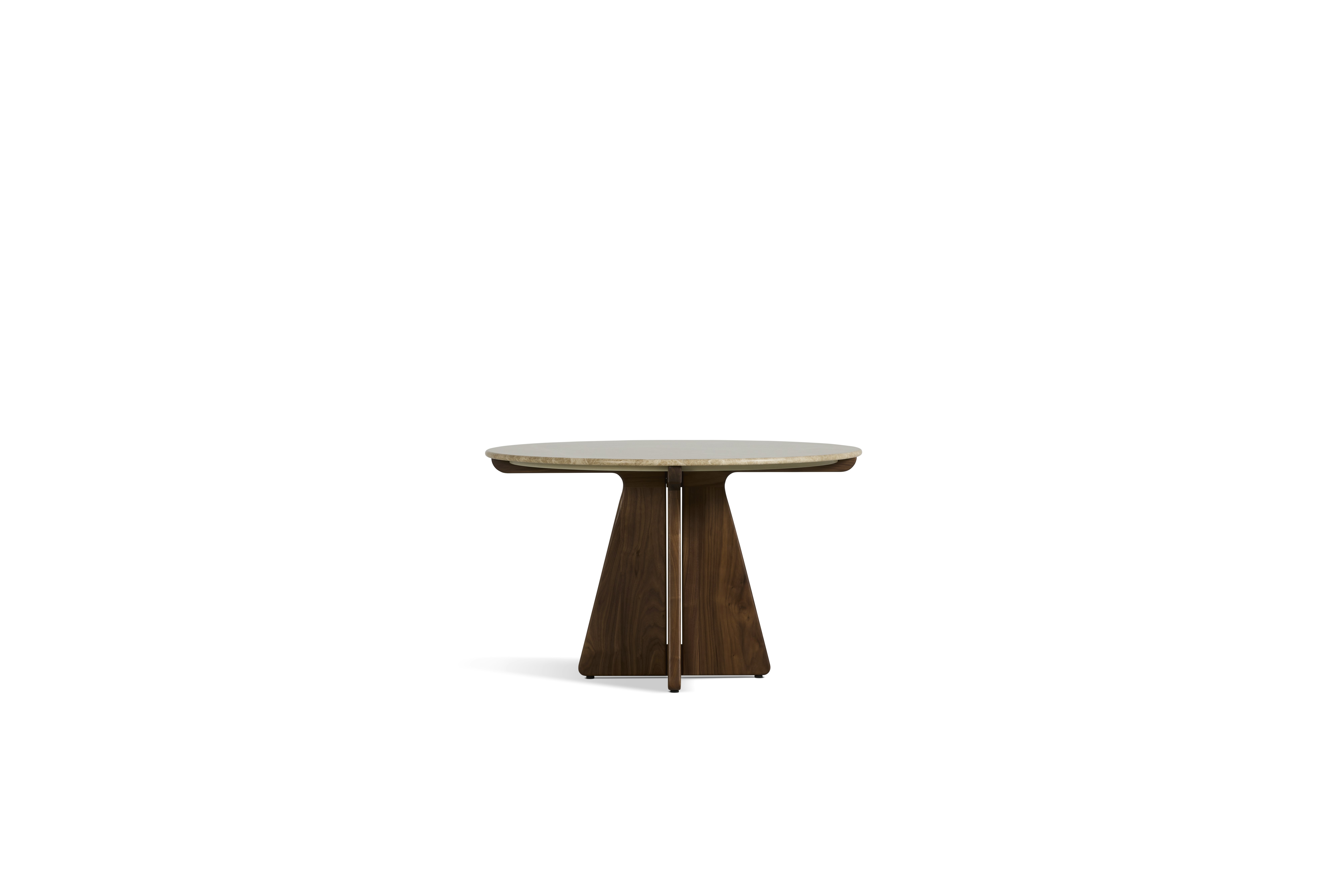 Pinna Dining Table - Round, 48 Inch, Emperador Light, Walnut