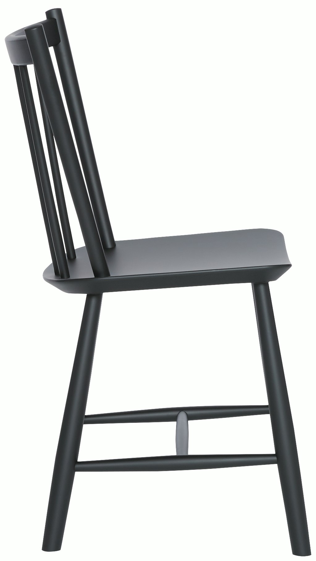 A black J 41 Side Chair viewed from the side