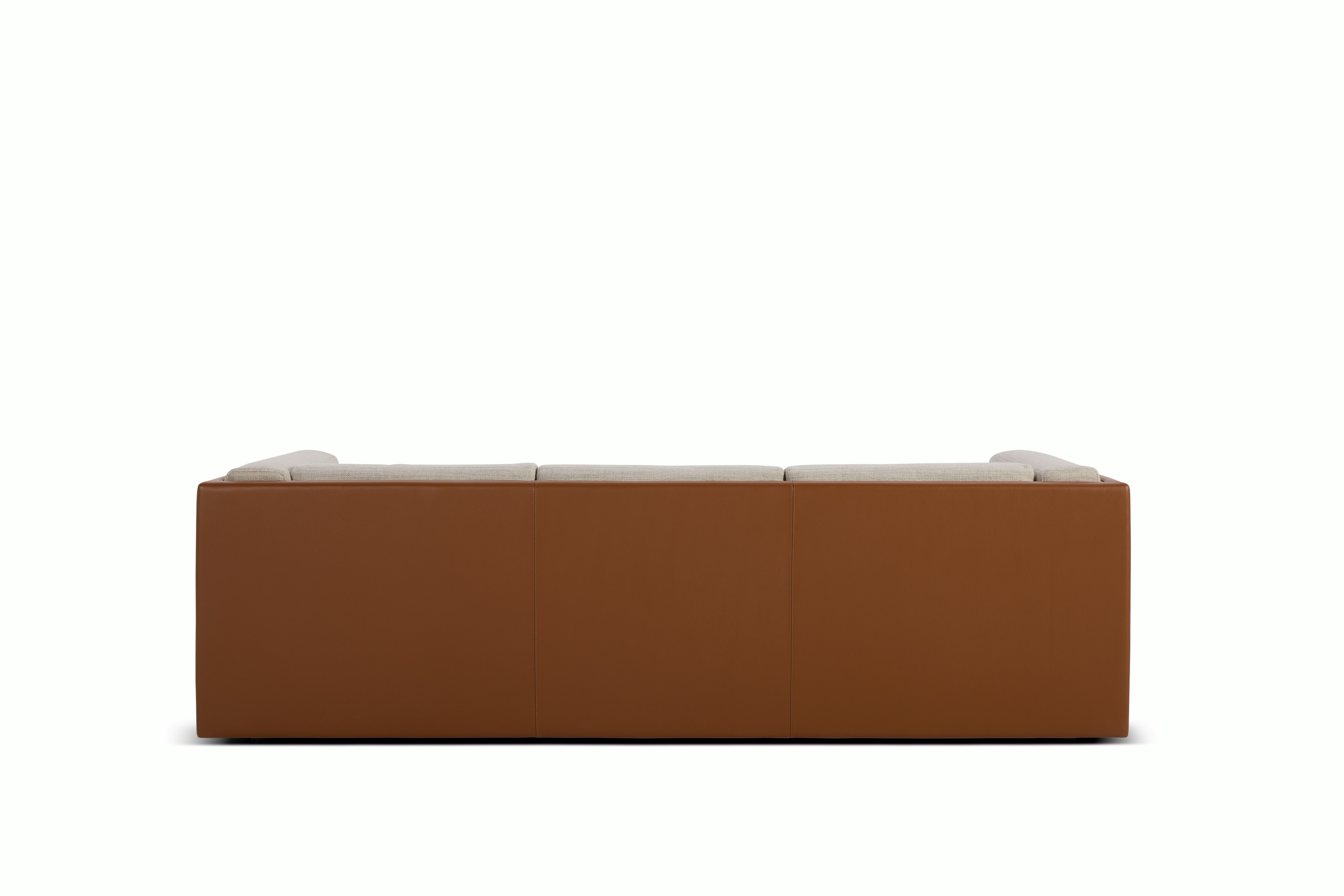 Symme Sofa - Three Seater,  Leather Frame,  Prone Leather,  Ledge,  Pebble Weave,  Buff