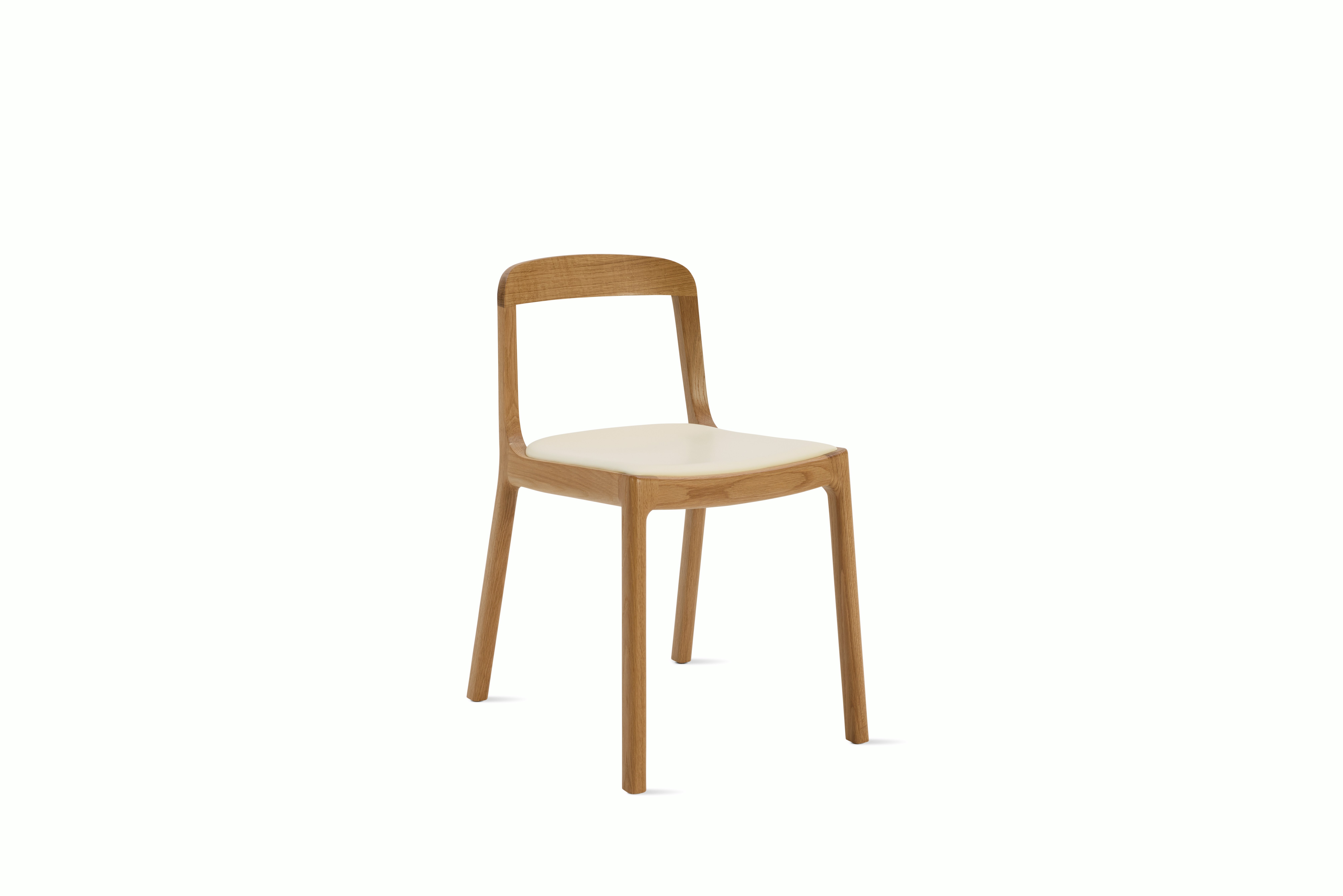 A Lijn Side Chair in Lotus Oak viewed from an angle.