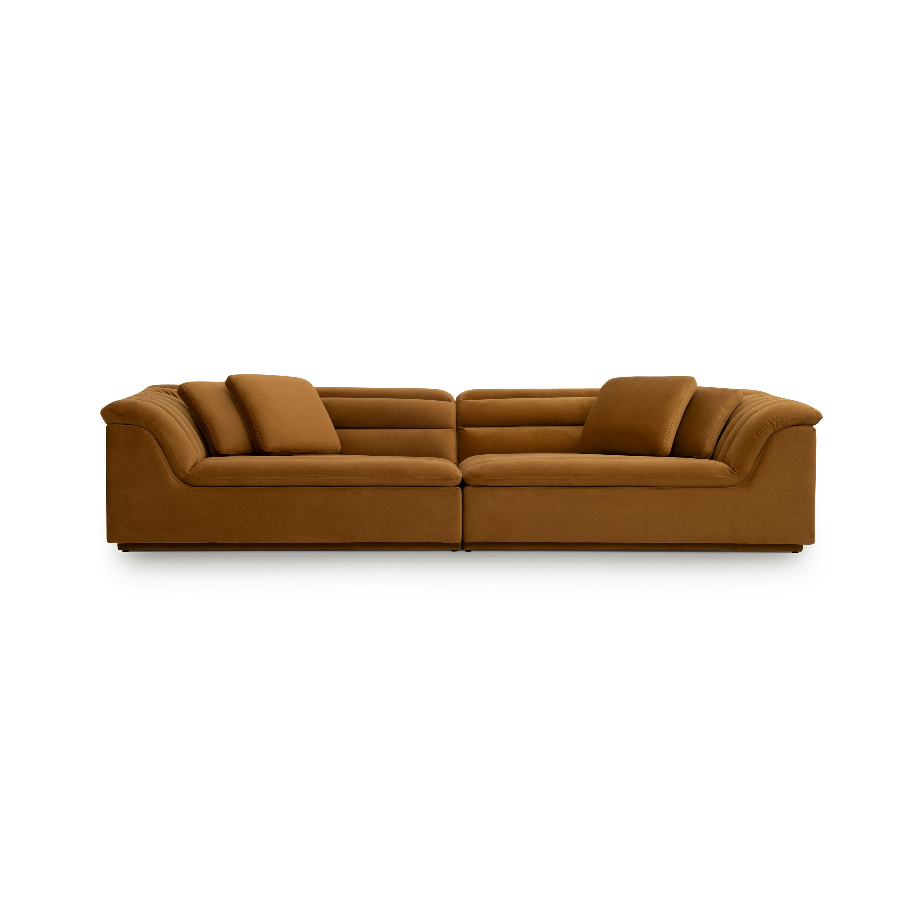Float Sofa - 4 Seat Sofa, SE Malibu Velvet, Cognac