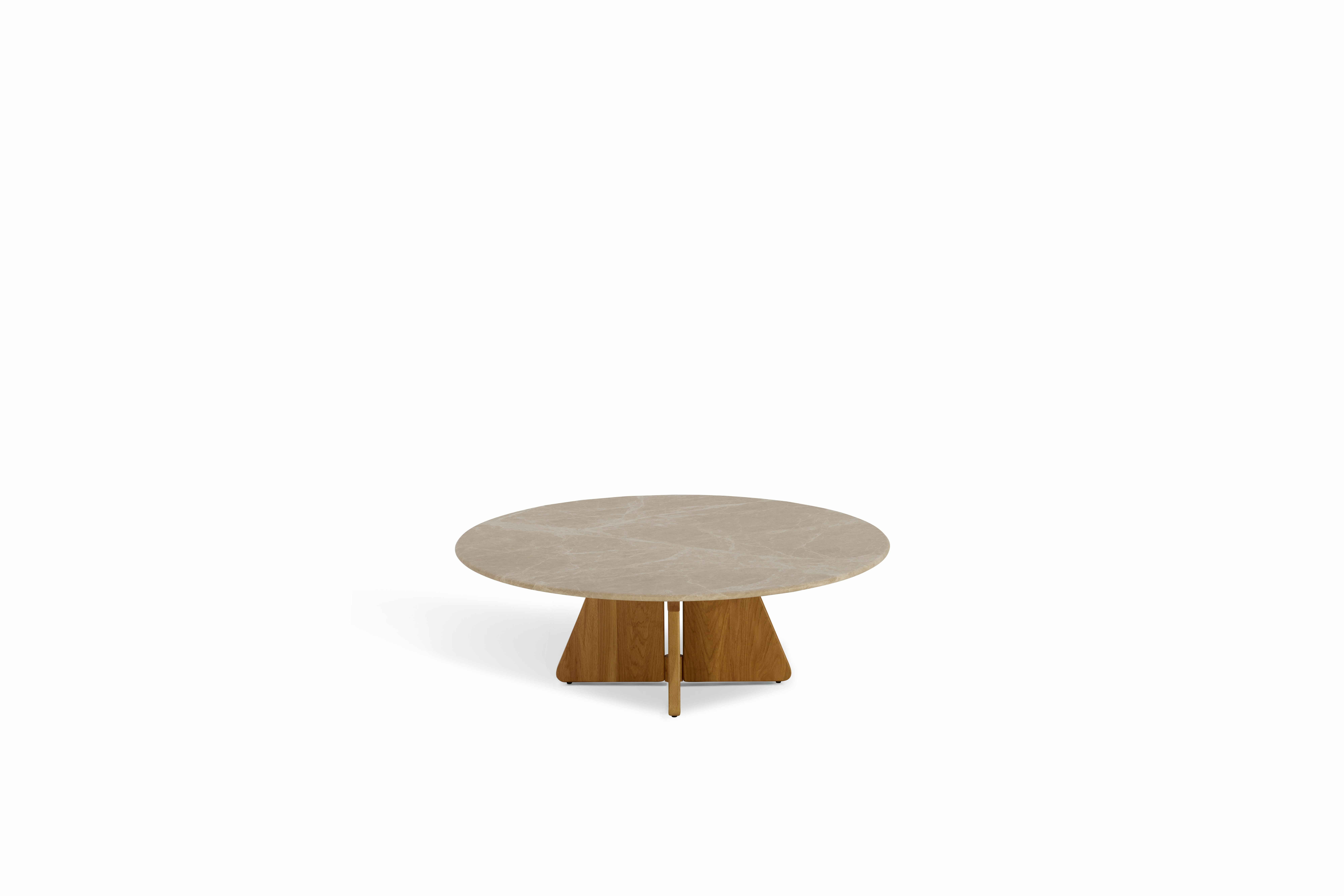 A Pinna Coffee Table in Emperador Oak viewed from above.