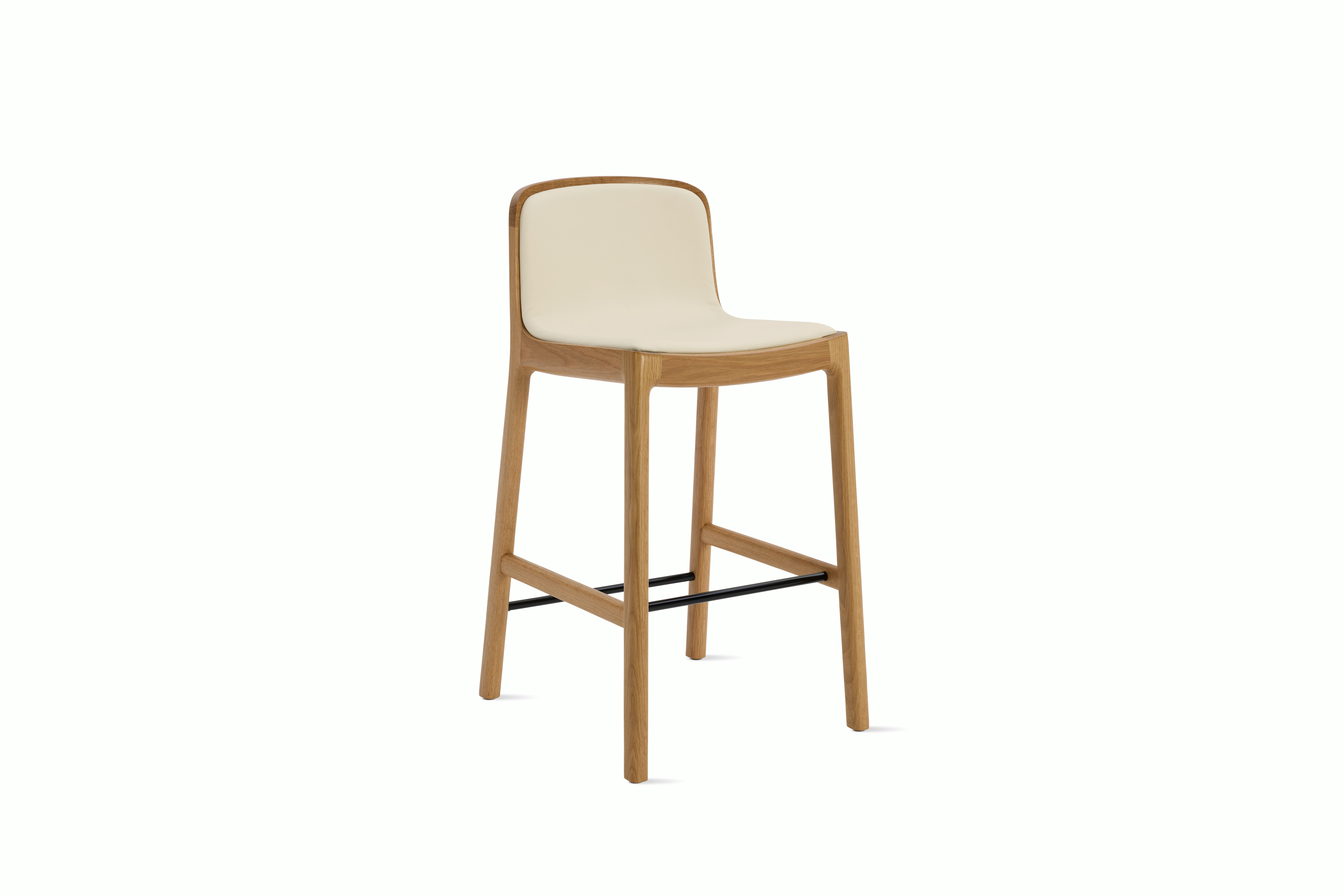 A Lijn Stool in Lotus Oak viewed from an angle.