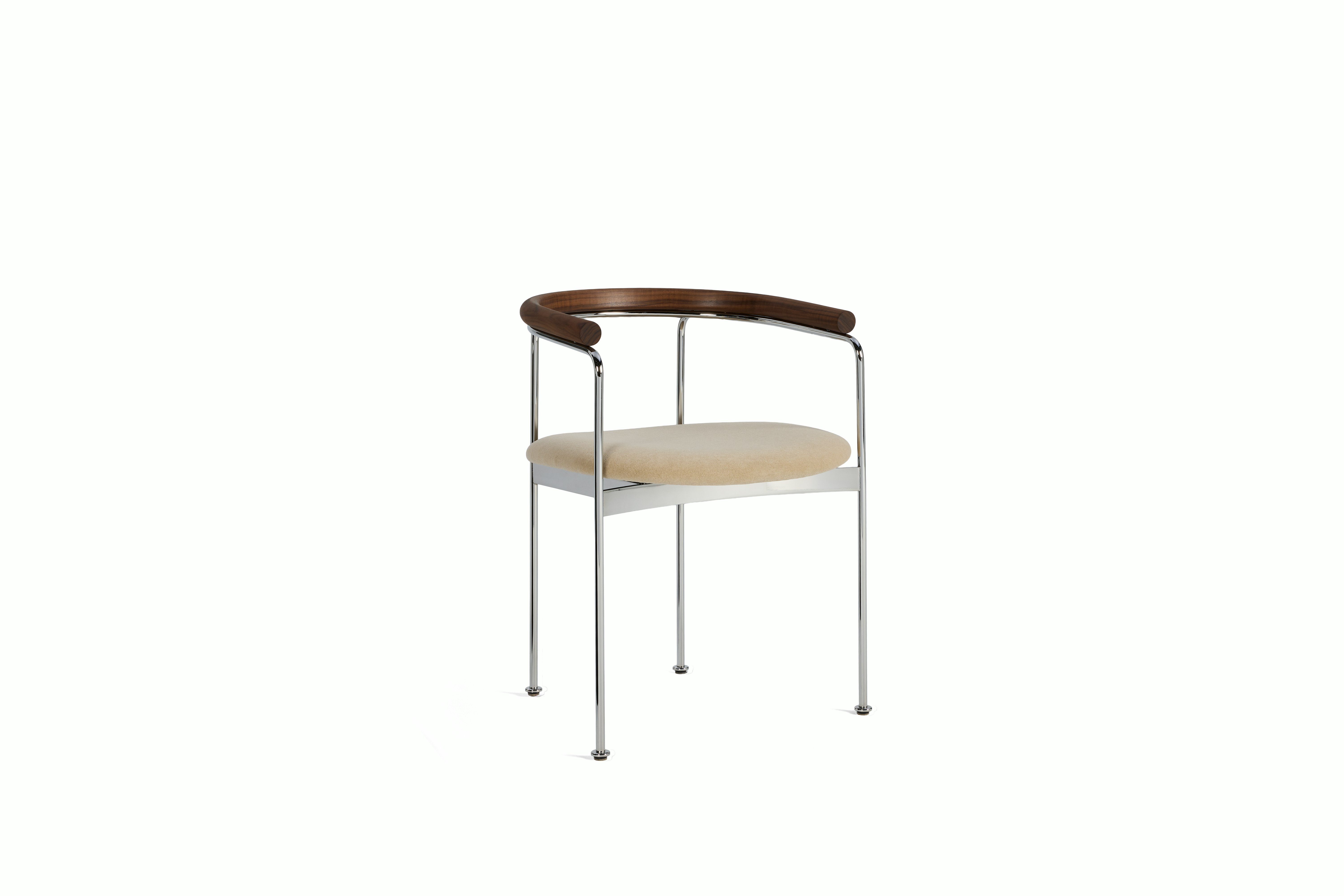 A Baia Dining Chair in Sand Walnut viewed from an angle.