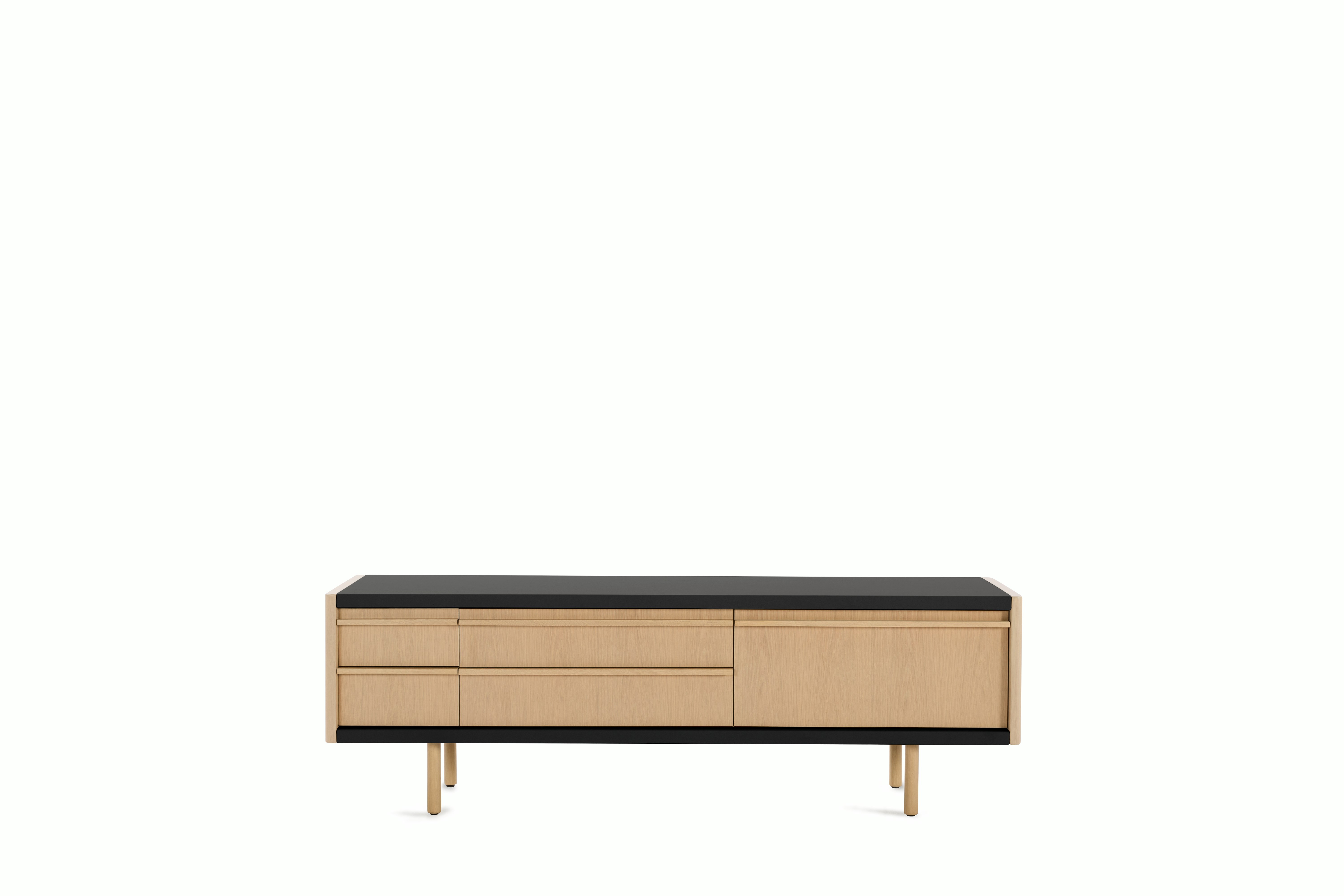 New Canaan Media Unit - Oak, Bristol Leather, Black