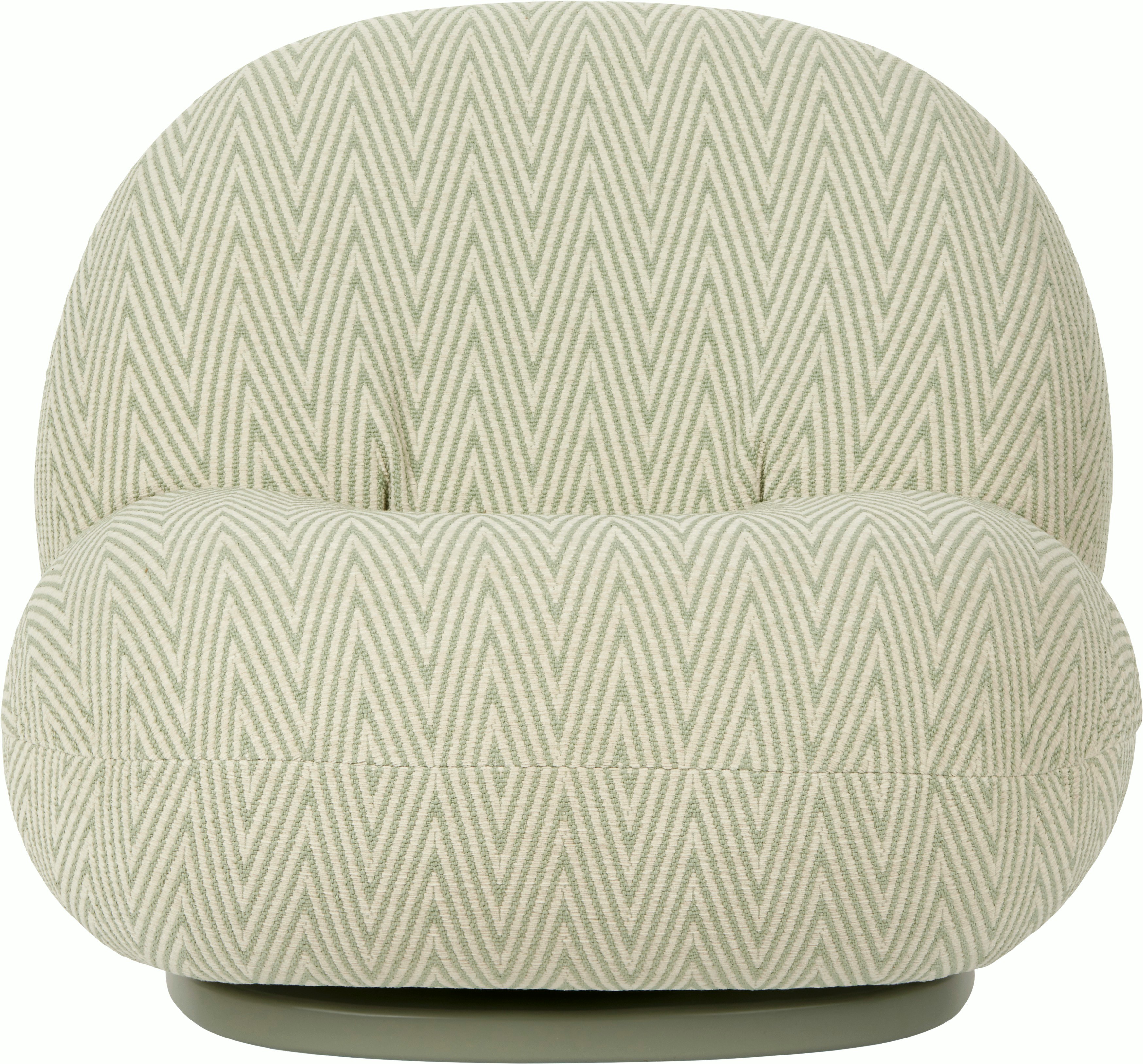 A Pacha Outdoor Lounge Chair in green chevron shown from the front