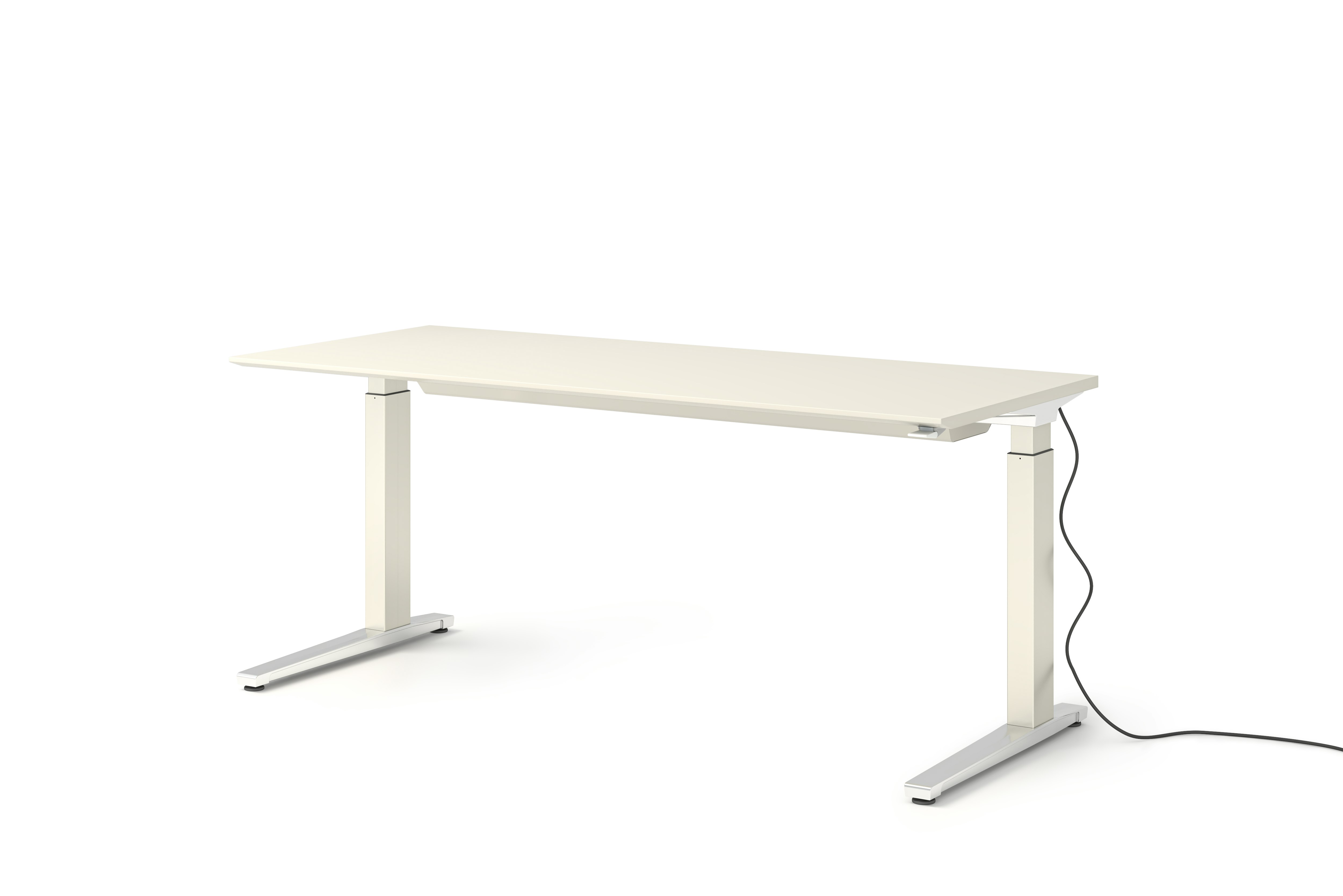 Renew Sit-To-Stand Desk - 29x70,  White Laminate,  White,  Polished Aluminum,  Standard Power