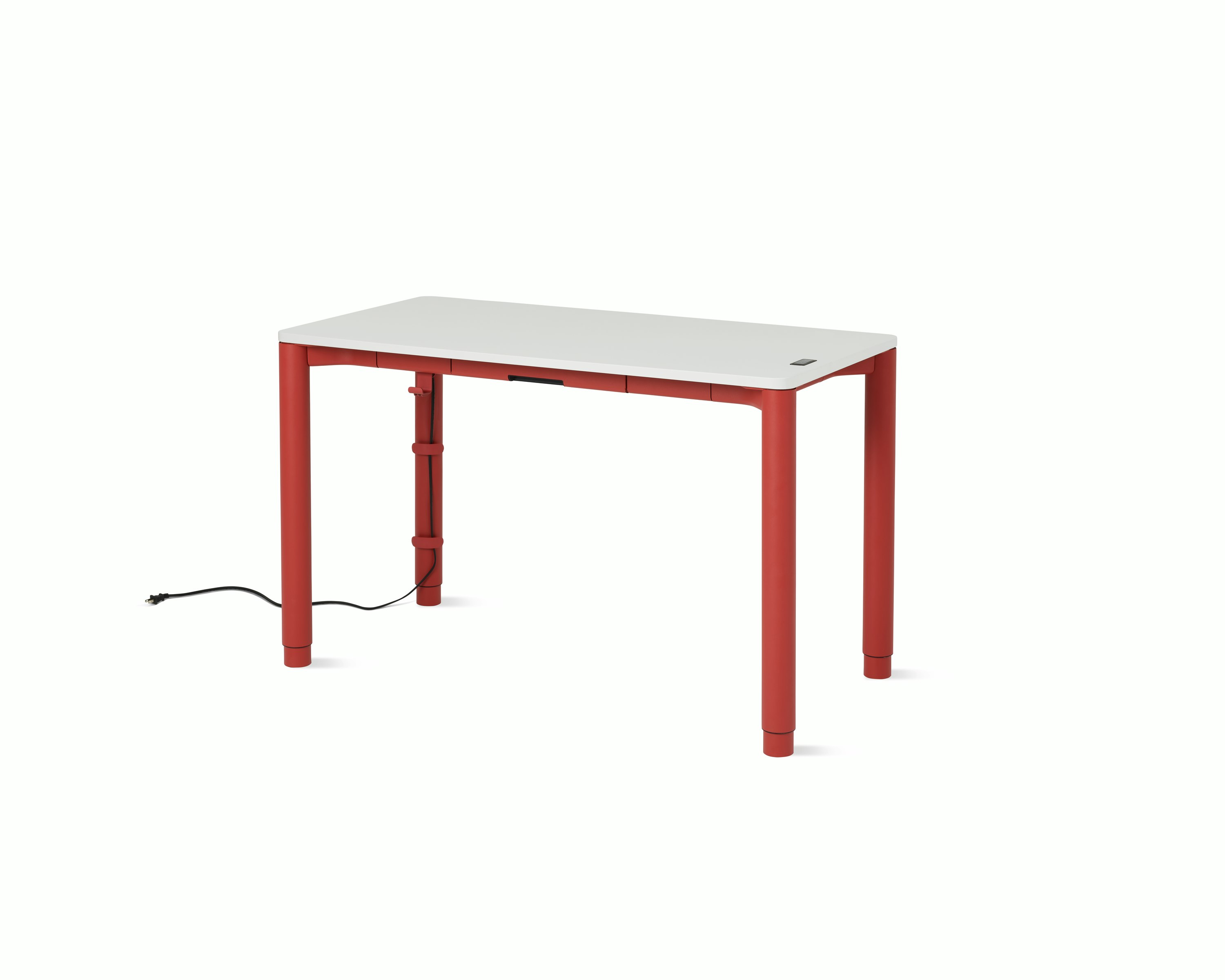 Spout S2S Table - 24" x 48"",  Laminate Studio White,  Canyon,  Without Cable Tray,  With Storage Drawer,  Standard Height"