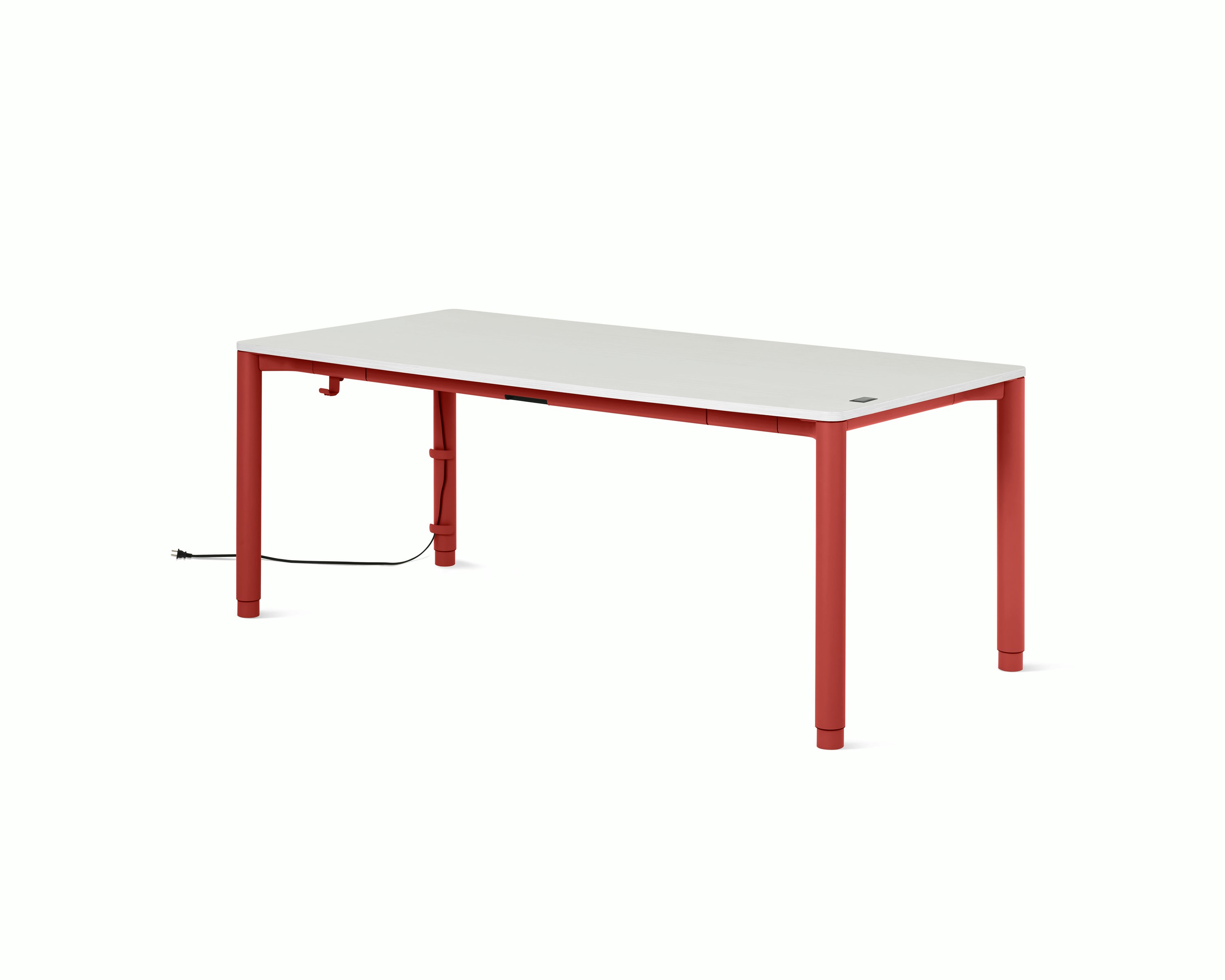 Spout S2S Table - 36" x 72"",  Laminate Studio White,  Canyon,  With Cable Tray,  With Storage Drawer,  Standard Height"