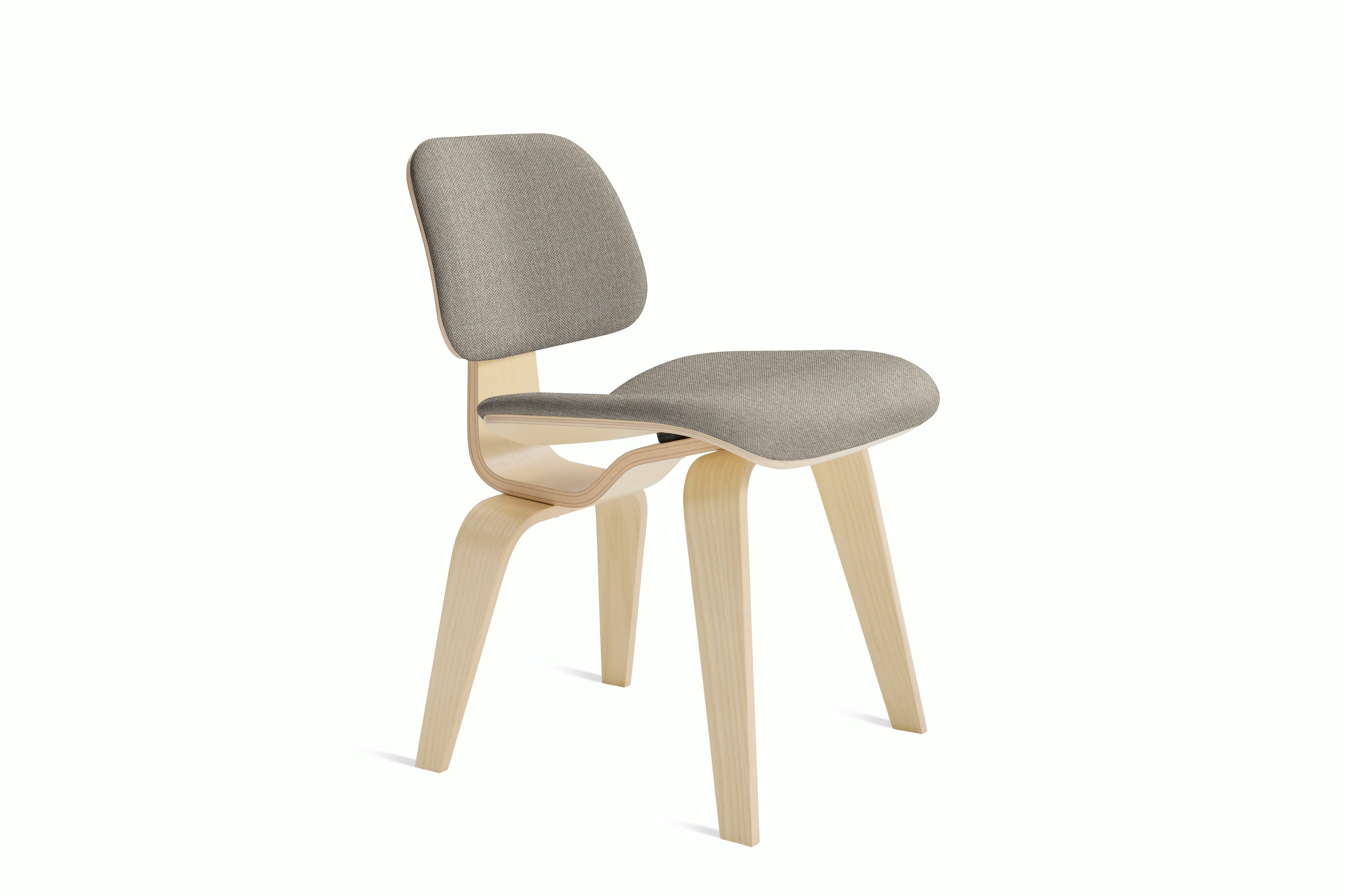 Eames Molded Plywood Dining Chair Wood Base (DCW) - Upholstered,   White Ash Frame Mode - Sycamore