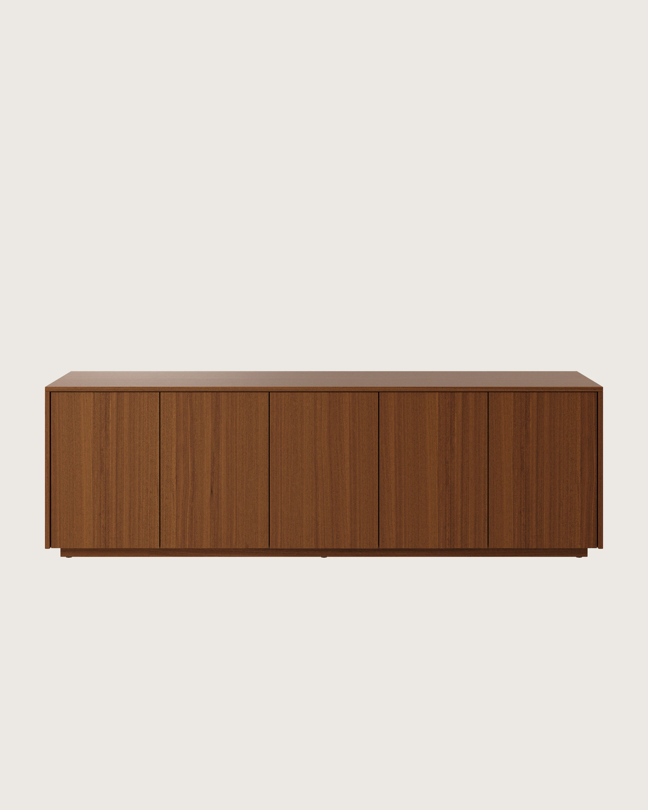 JD Credenza in Natural Quarter Cut Walnut viewed from the front.