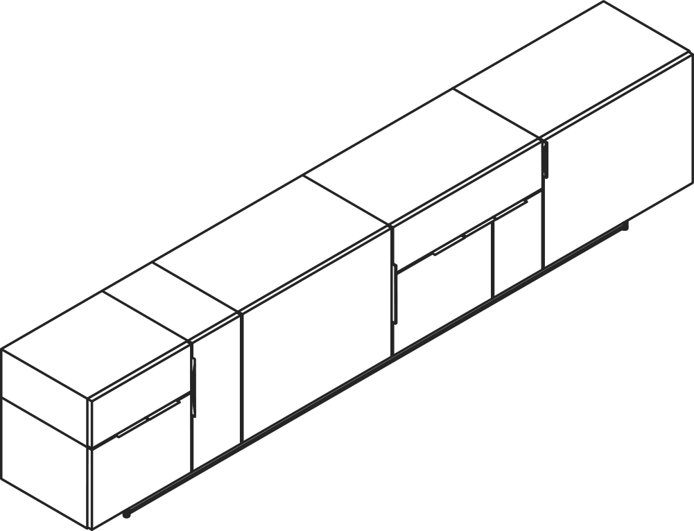 A line drawing - Domino Credenza | 4 Wide