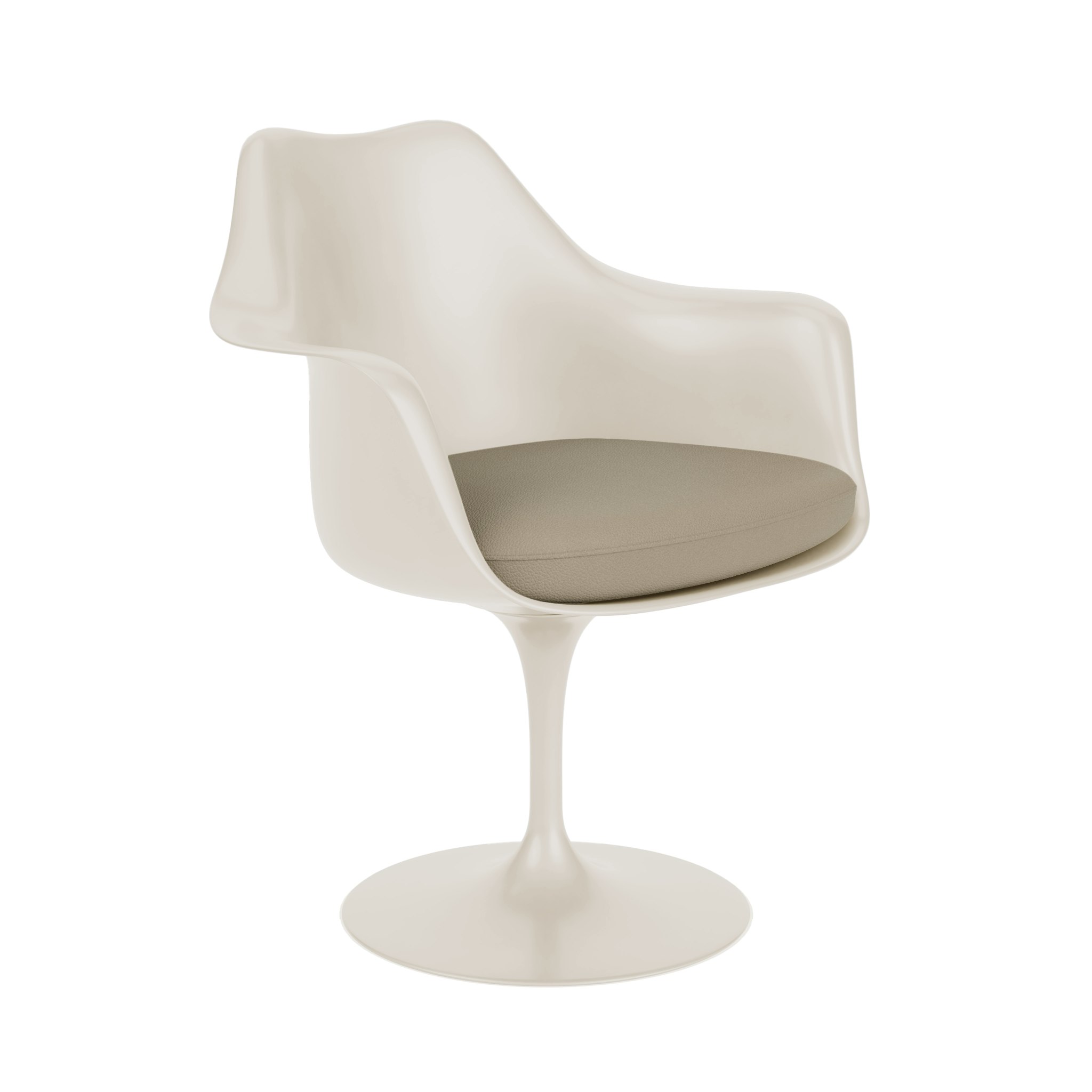 Tulip Armchair in coyote and cream viewed from an angle