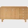 Nelson Basic Cabinet Series Credenza - White Oak,  Pawn Pull,  Standard Leg