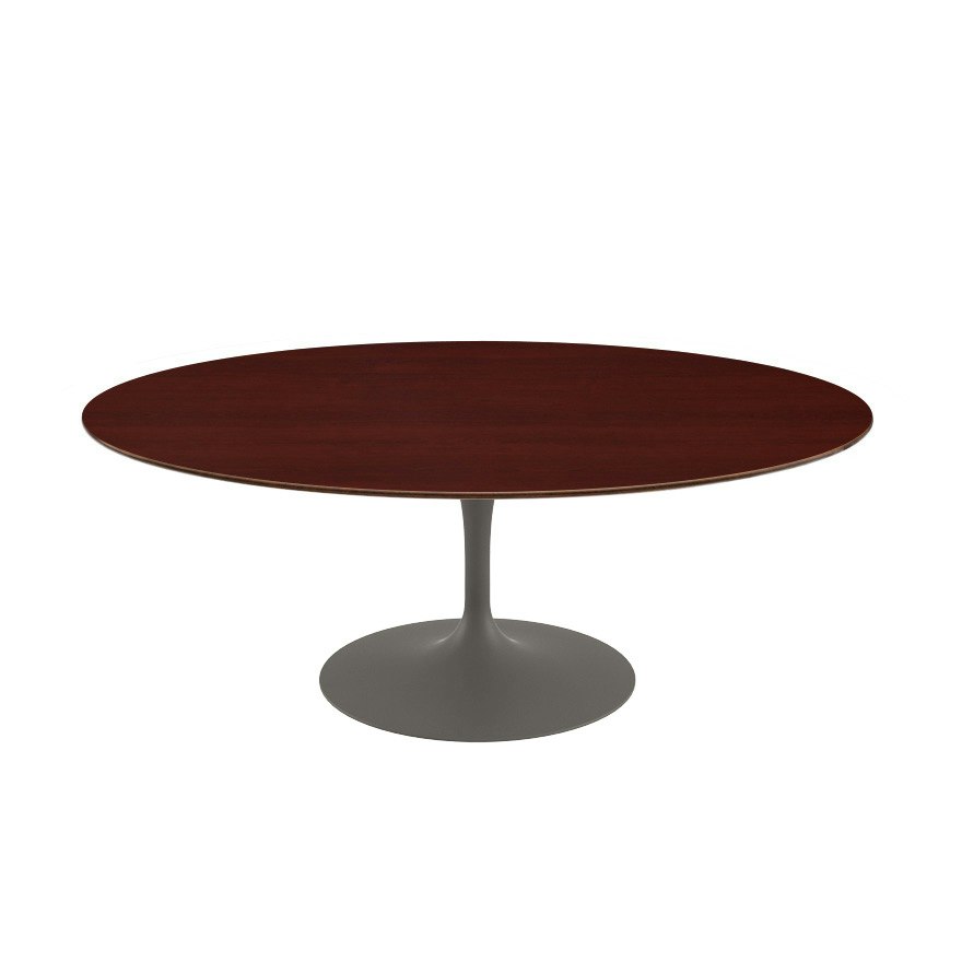 Saarinen Coffee Table - 42",  Oval,  Veneer,  Dark Cherry,  Grey"