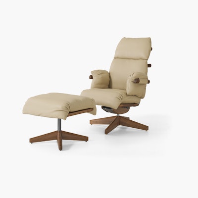 Ramus Lounge Chair & Ottoman - Comfort Leather,  Grey Beige,  Walnut,  Gunmetal Ramus Lounge Chair & Ottoman - Comfort Leather,  Grey Beige,  Walnut,  Gunmetal