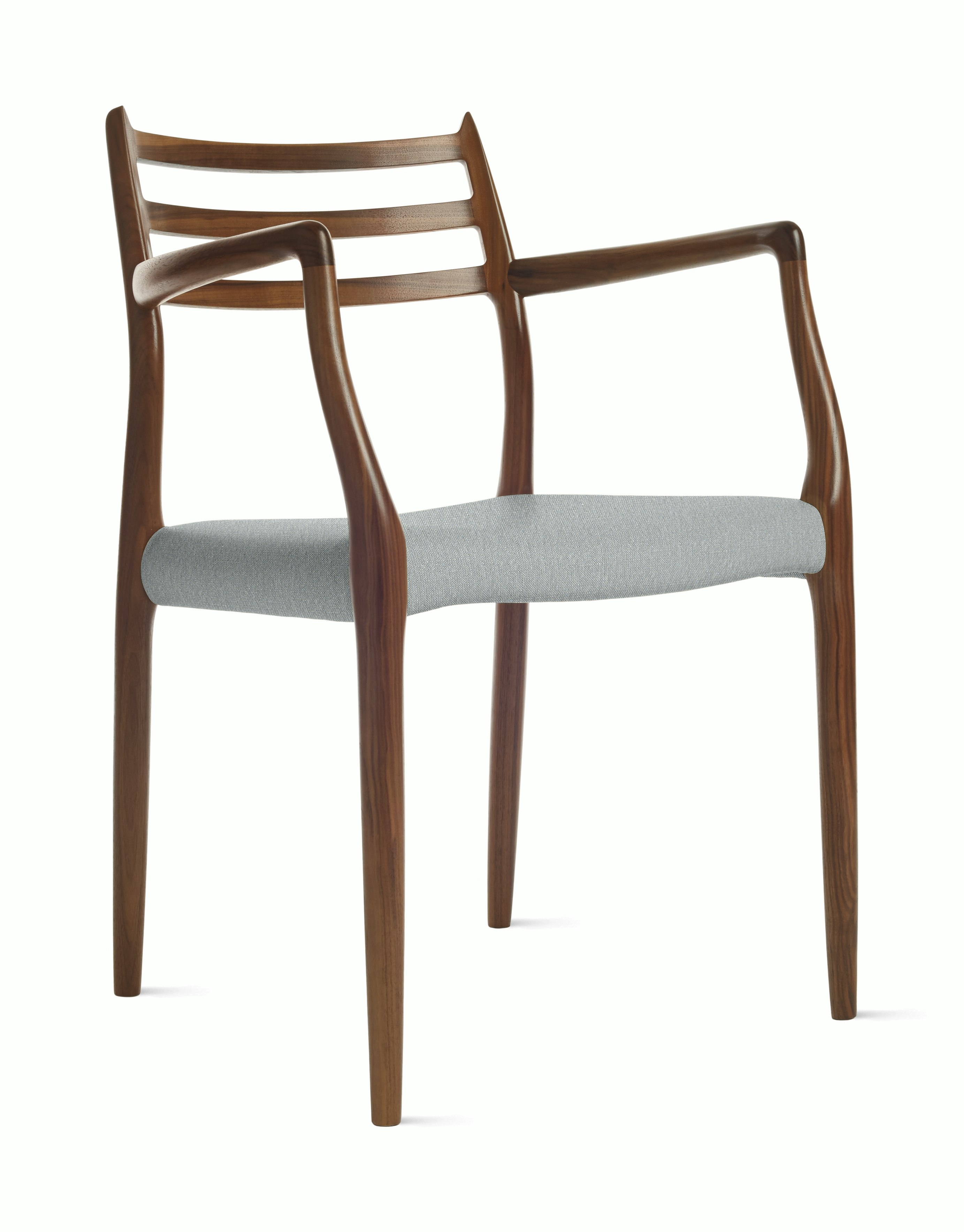 Moller Model 62 Armchair in Walnut,  Album Linen,  Powder