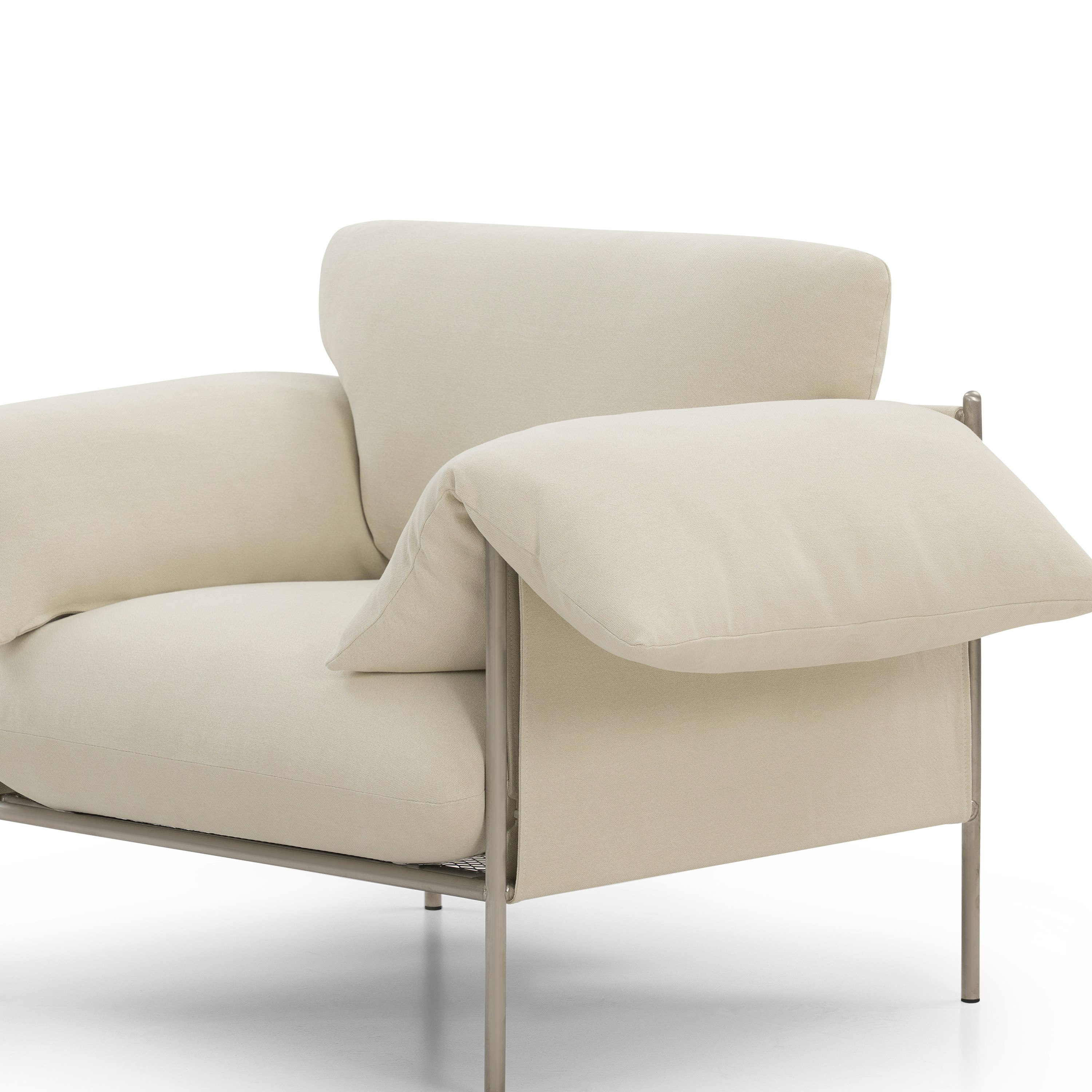 A detailed look at Alva Chair in Cabarita Natural with a Brushed Steel finish