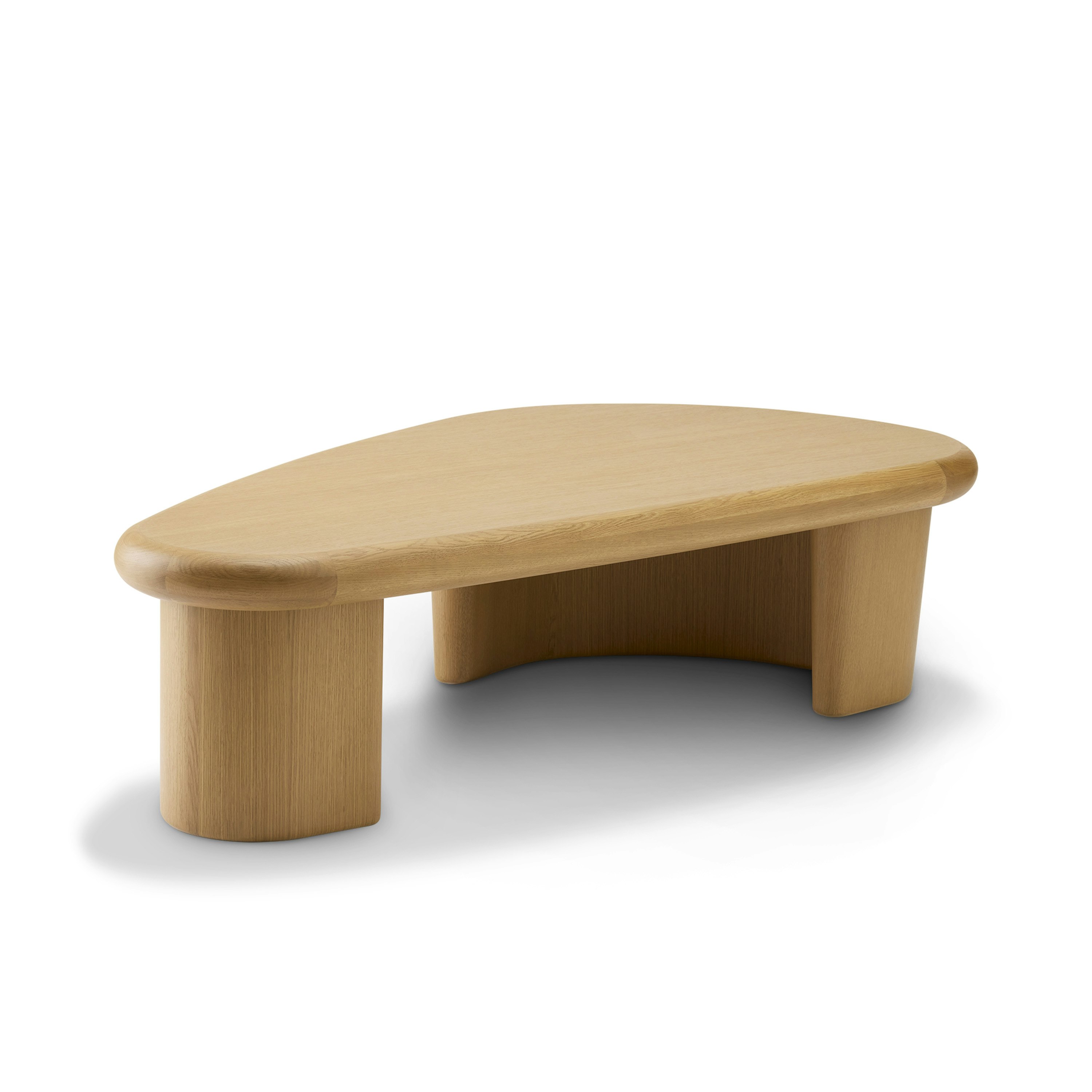 A Interlude Coffee Table in Natural Oak viewed from an angle.