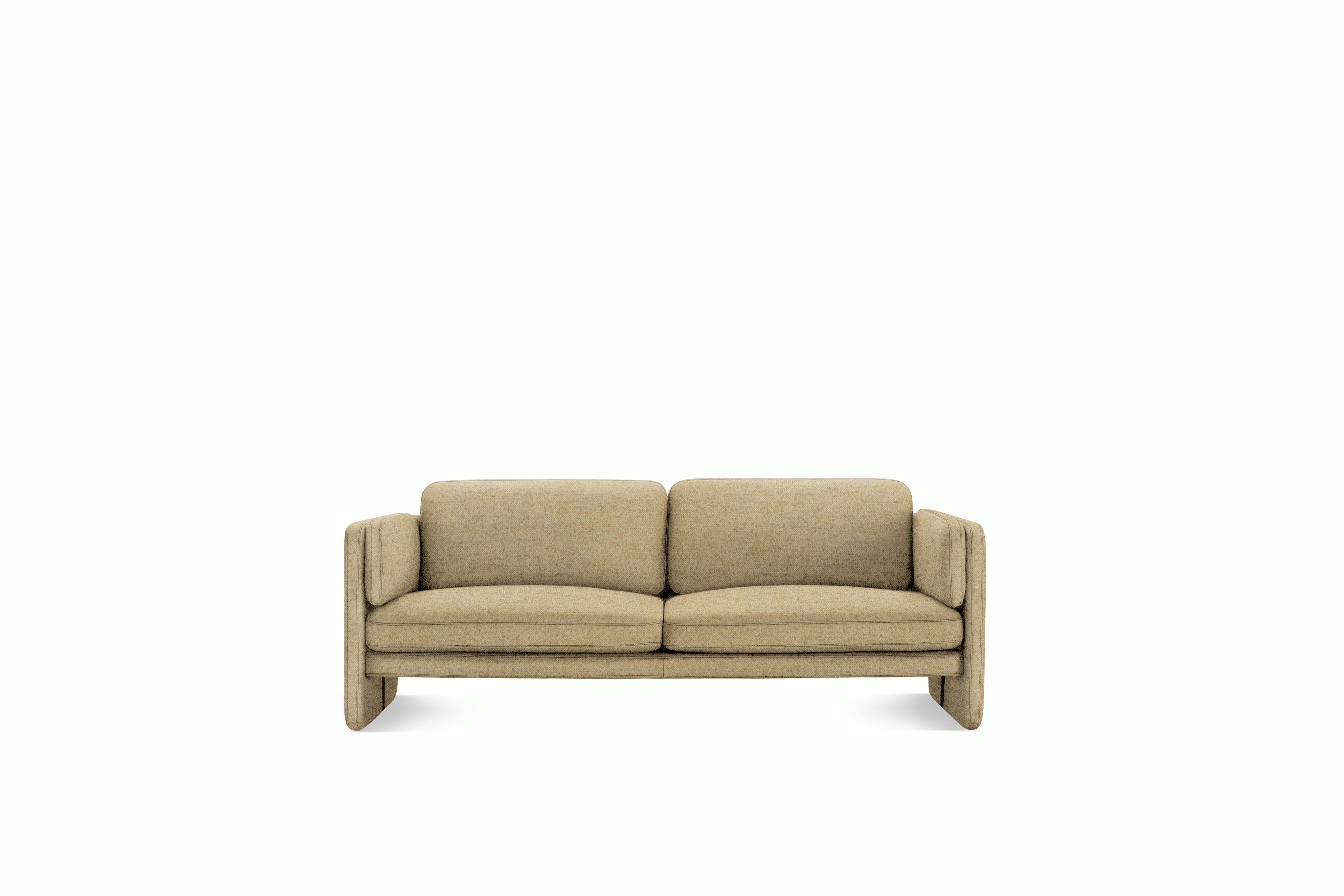 A Pastille Sofa in bisque viewed from the front.