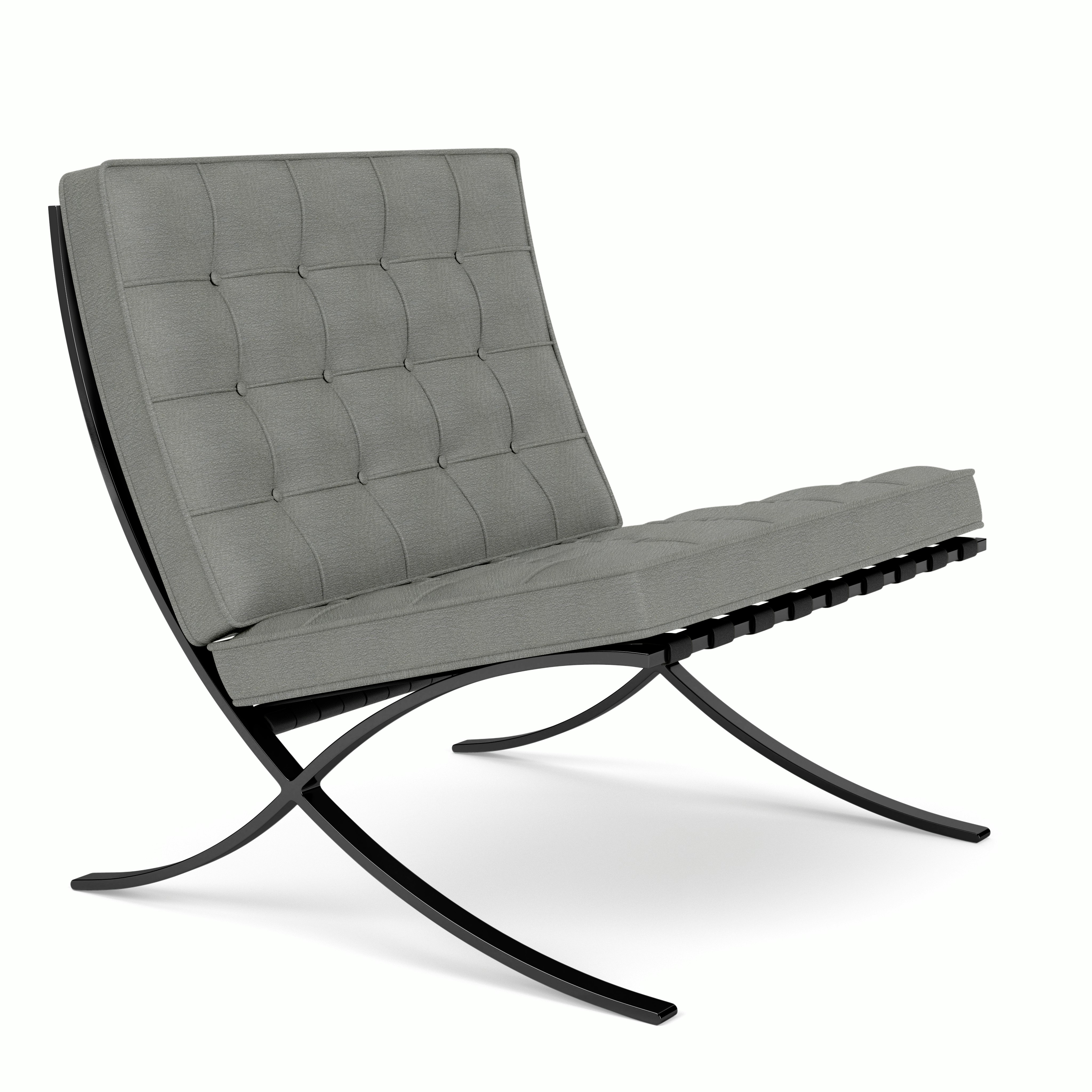 Barcelona Chair in Haven,  Pewter,  Black